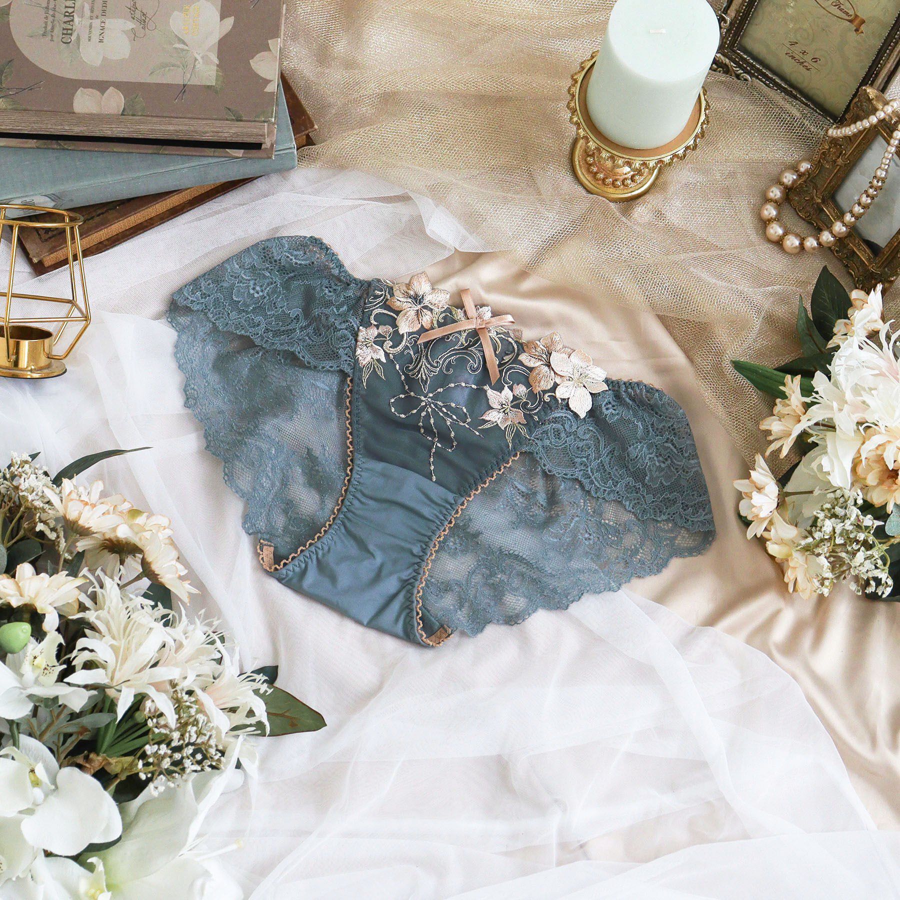 Risa Magli「ヴァネッサ レースショーツ」|インナー|グリーン(022)