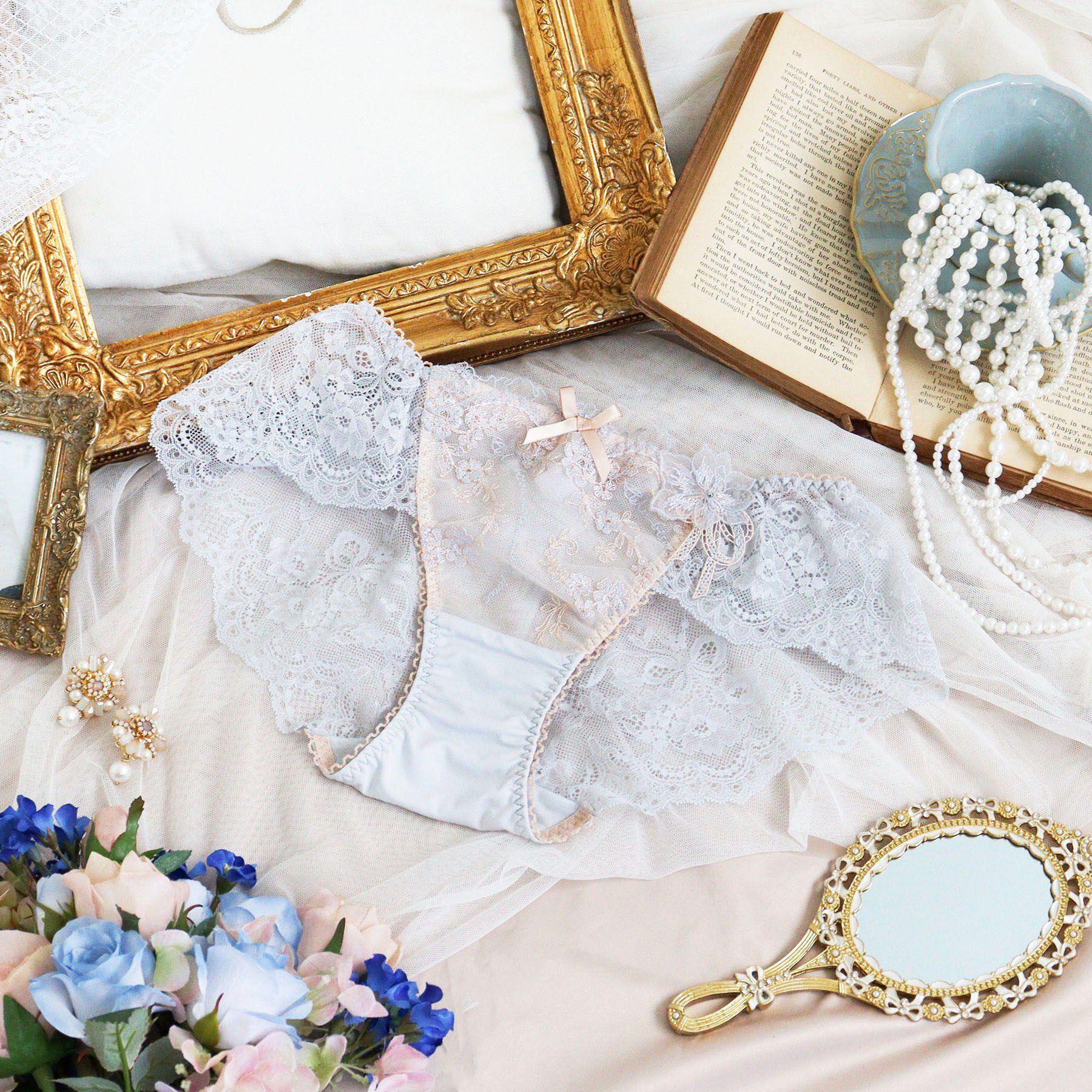 Risa Magli「アルベルタ レースショーツ」|インナー|ライトグレー(011