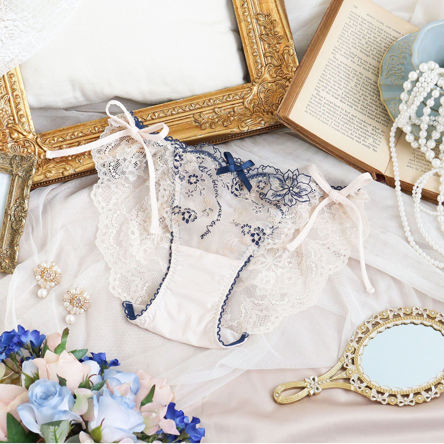 Risa Magli「アルベルタ リボンショーツ」|インナー|ネイビー(094)