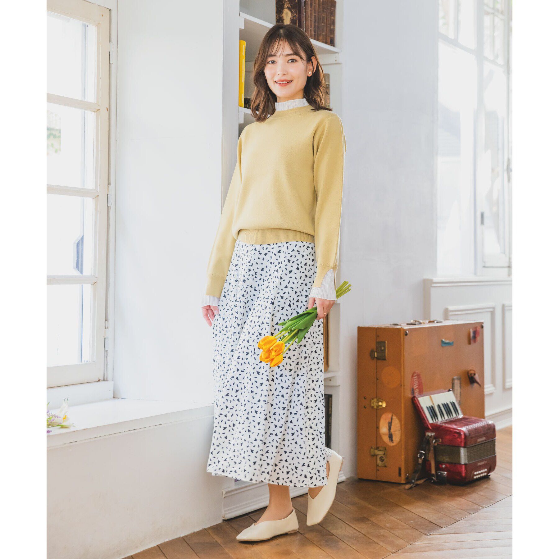 ITS&rsquo;DEMO「【手洗い可／通勤】プリーツフリル襟ニット」|ニット・セーター|