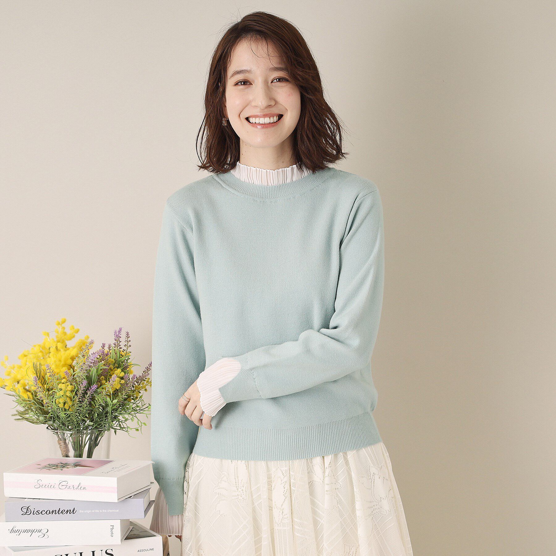 ITS&rsquo;DEMO「【手洗い可／通勤】プリーツフリル襟ニット」|ニット・セーター|