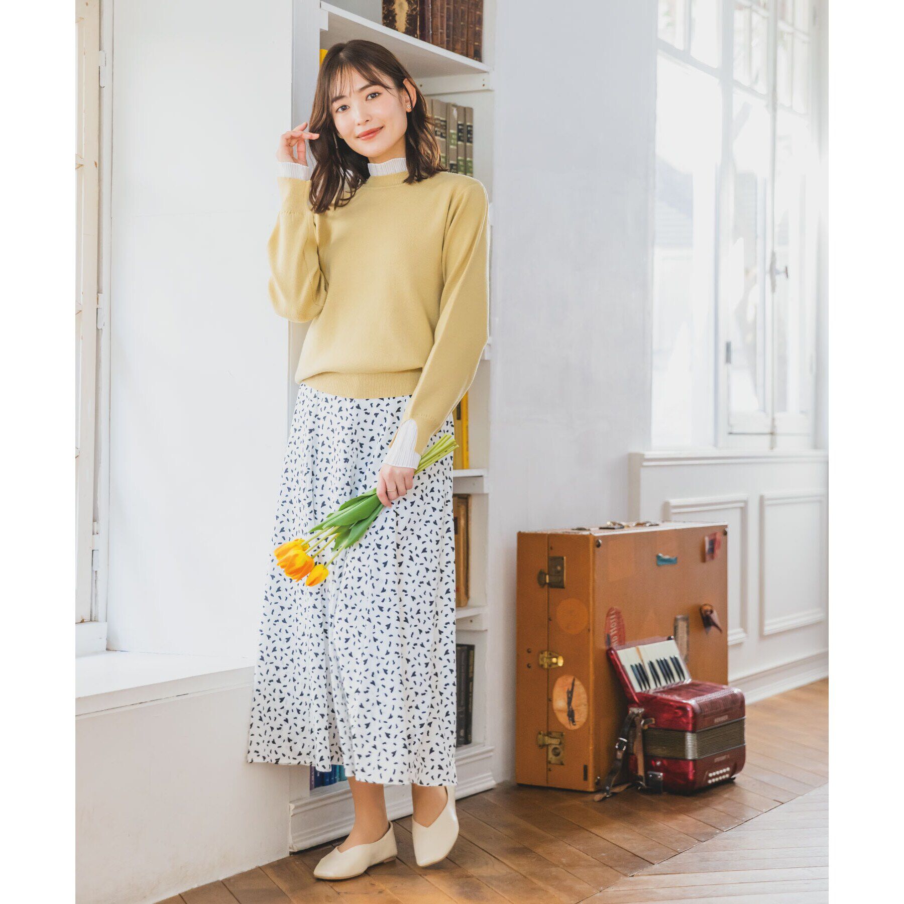 ITS&rsquo;DEMO「【手洗い可／通勤】プリーツフリル襟ニット」|ニット・セーター|