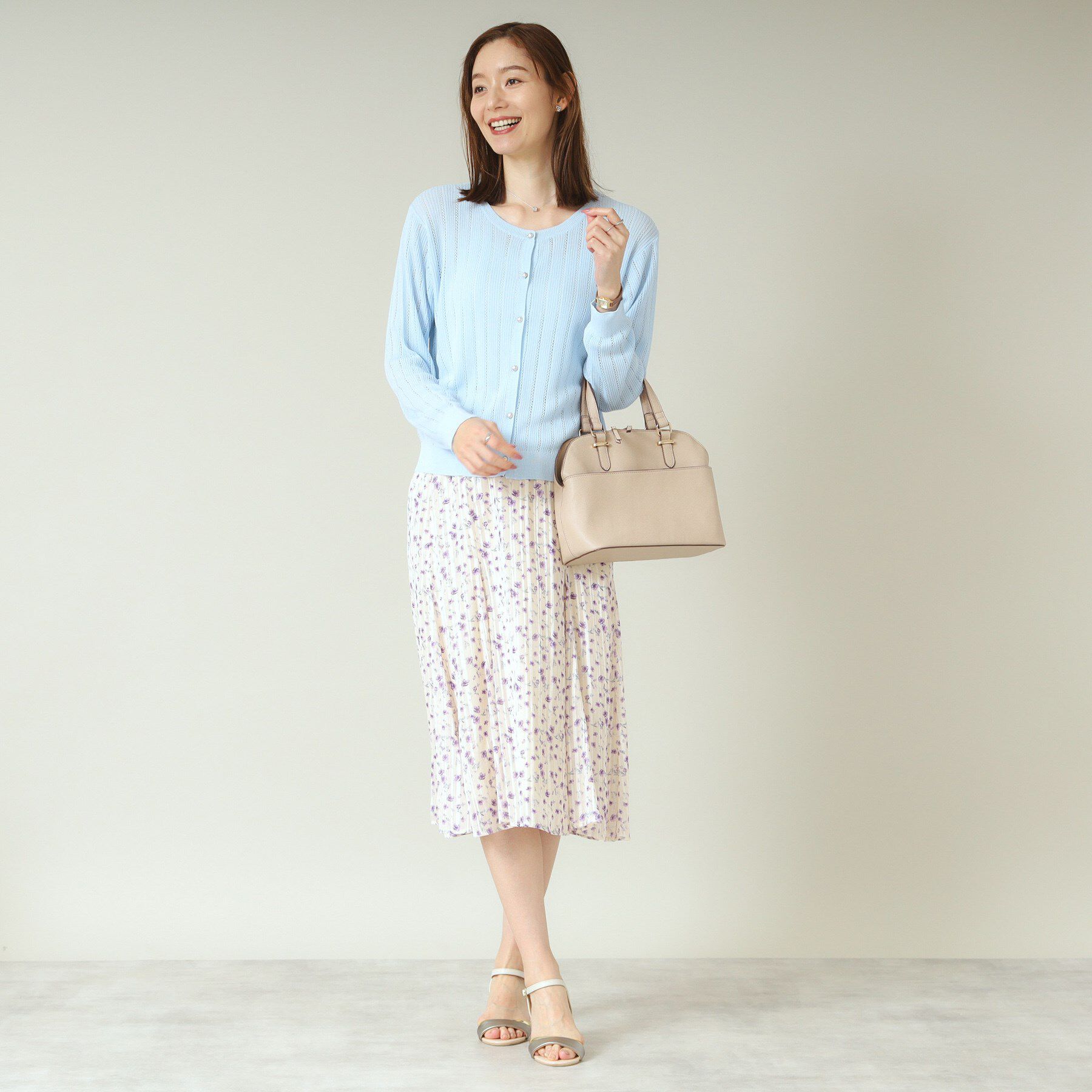 ITS&rsquo;DEMO「【手洗い可】透かし編みクルーカーデ」|カーディガン|