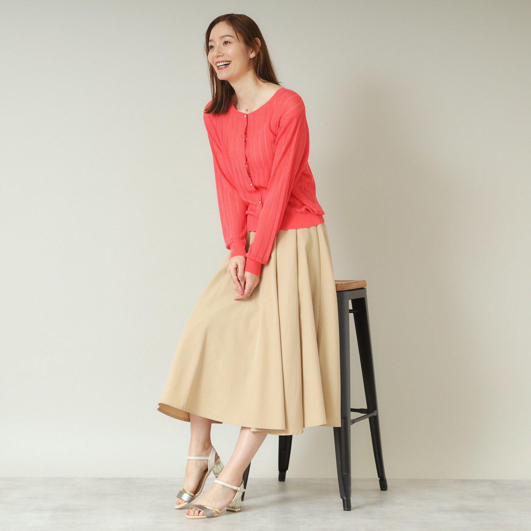 ITS&rsquo;DEMO「【手洗い可】透かし編みクルーカーデ」|カーディガン|