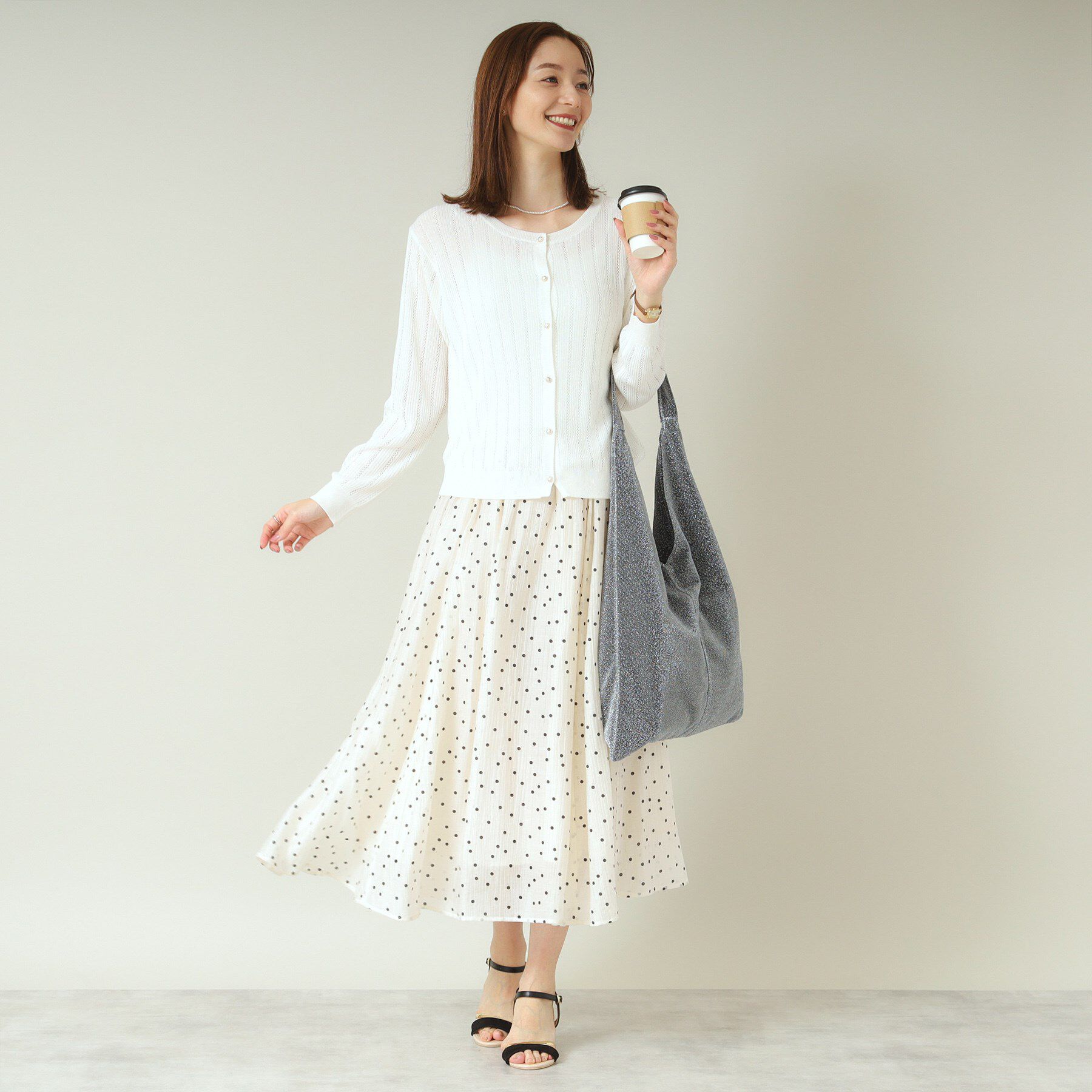 ITS&rsquo;DEMO「【手洗い可】透かし編みクルーカーデ」|カーディガン|