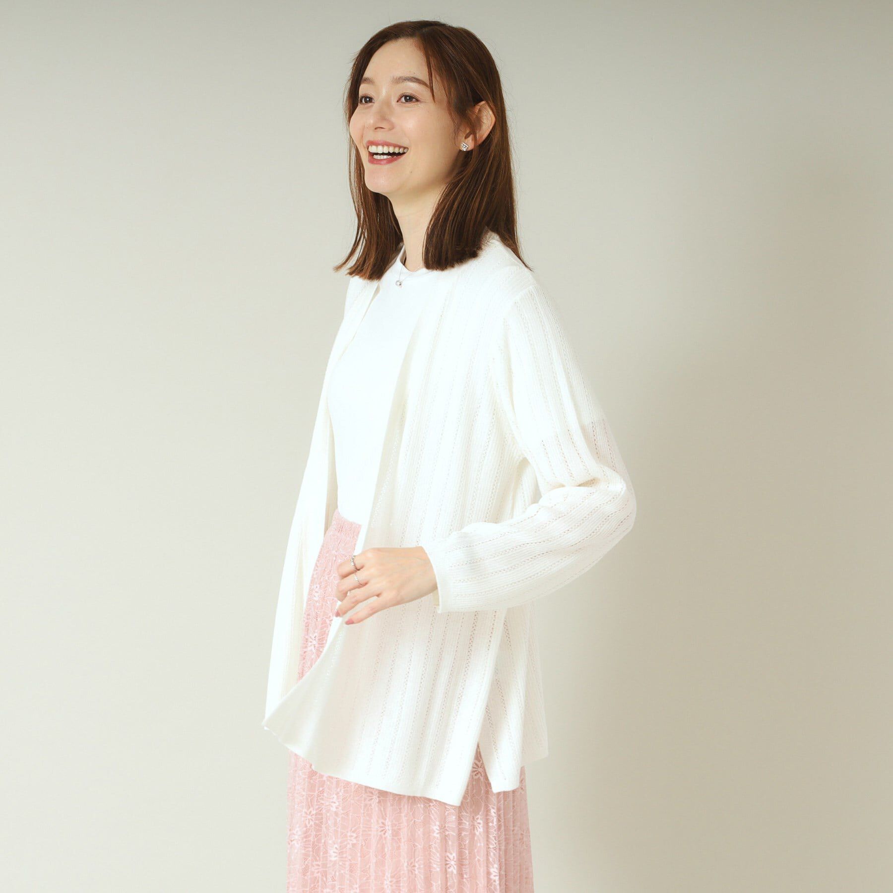 ITS&rsquo;DEMO「【手洗い可】透かし編み着流しカーデ」|カーディガン|