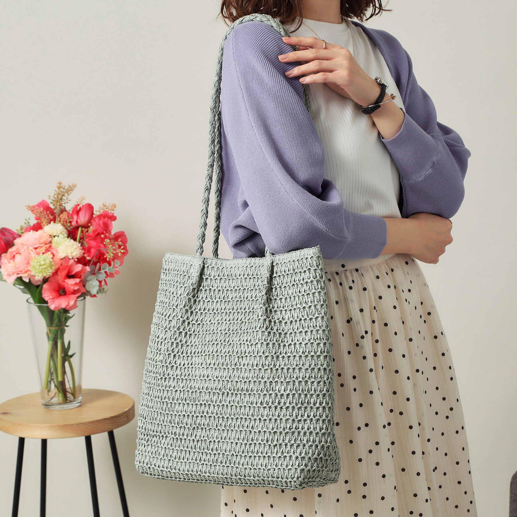 ITS&rsquo;DEMO「雑材ハンドルタックトート」|トートバッグ|グリーン(022)