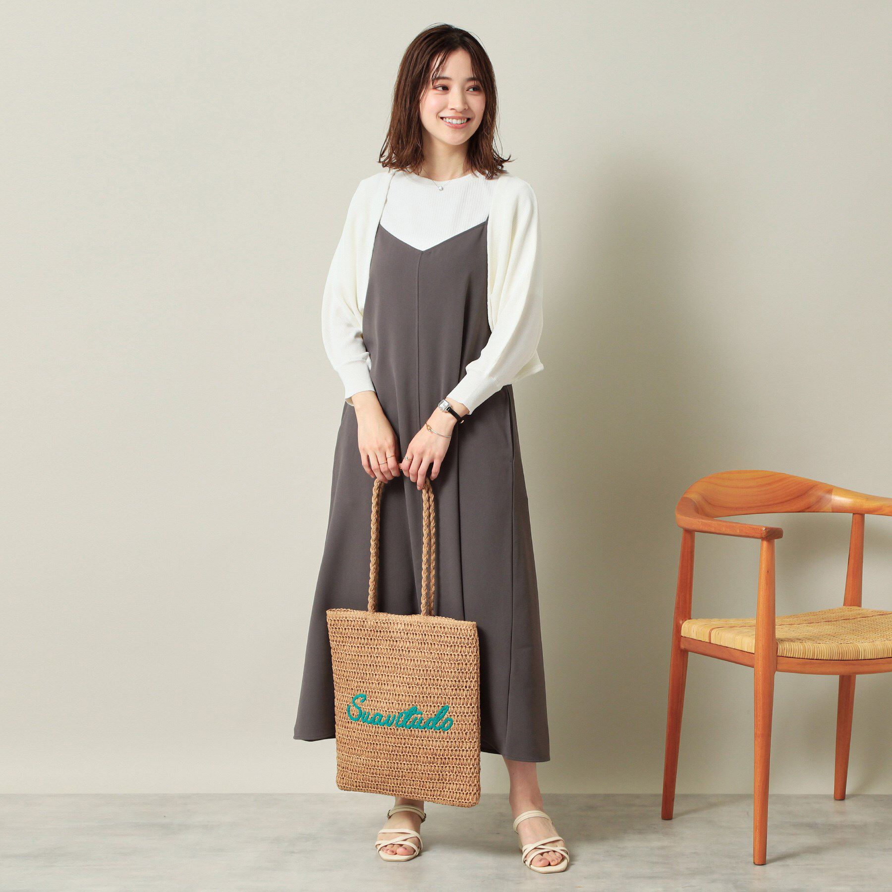 ITS&rsquo;DEMO「雑材サガラ刺繍フラットトート」|トートバッグ|