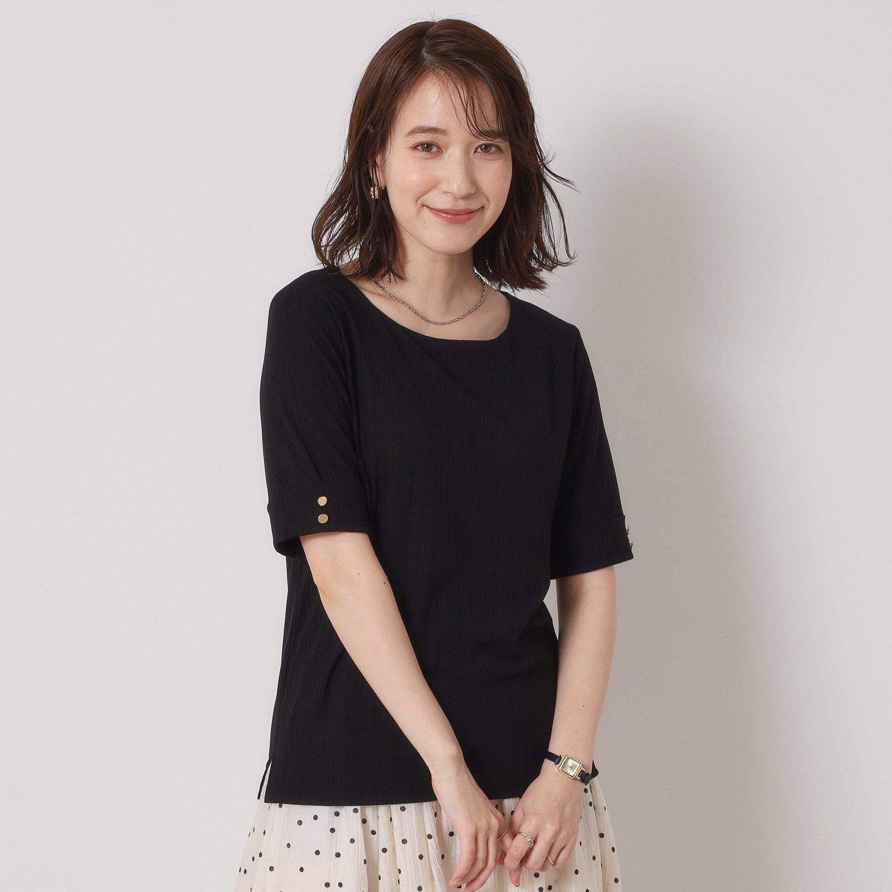 ITS&rsquo;DEMO「【手洗い可】ランダムテレコ袖釦プルオーバー」|Tシャツ・カットソー|