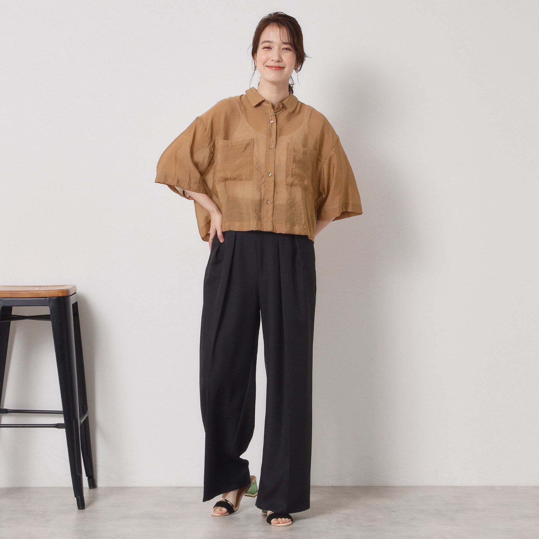 ITS&rsquo;DEMO「【手洗い可】シアーショート丈シャツ」|シャツ・ブラウス|