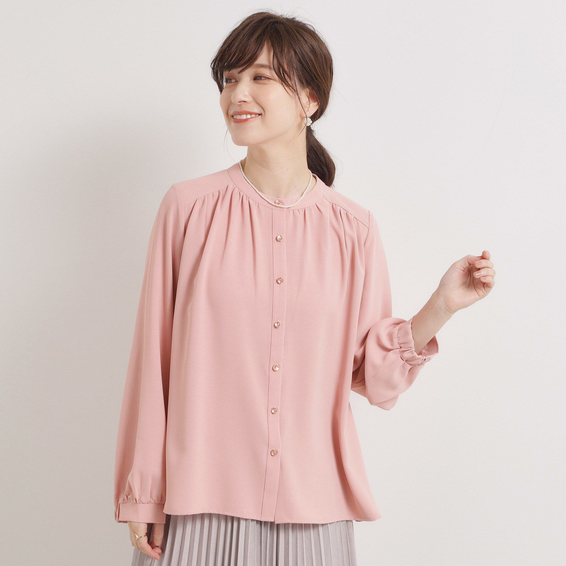 ITS&rsquo;DEMO「【手洗い可】前開きブラウス」|シャツ・ブラウス|ピンク(071)