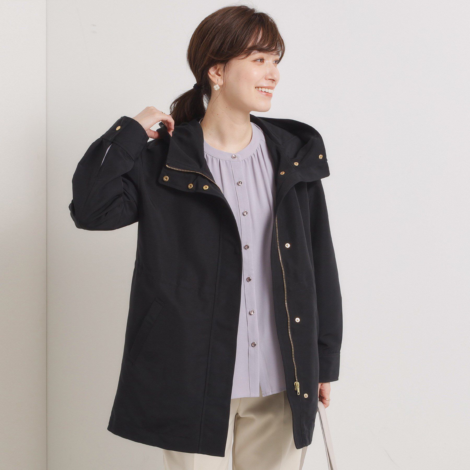 ITS&rsquo;DEMO「【撥水/花粉防止/手洗い可】ボアライナー付きミディ丈マウンテンパーカー」|ブルゾン・スタジャン|