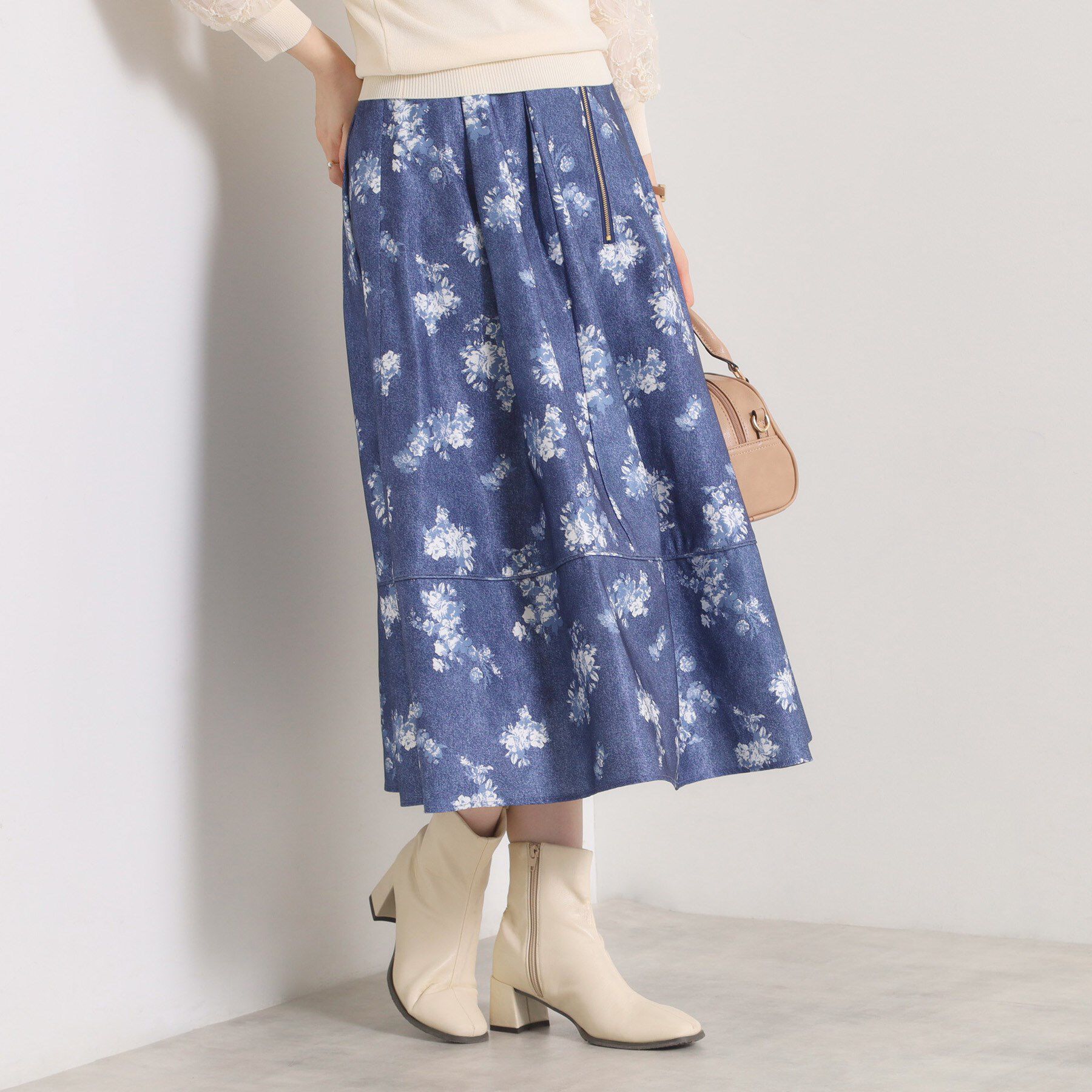 ITS&rsquo;DEMO「【手洗い可／ウエストゴム】フロントジップデニム風スカート」|スカート|