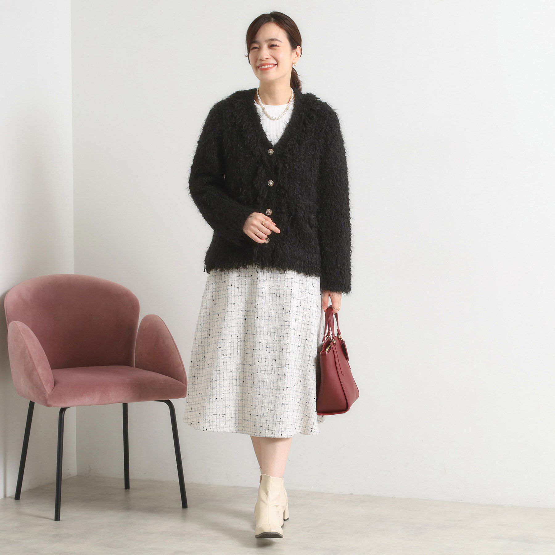 ITS&rsquo;DEMO「ファンシーヤーンニットジャケット」|ノーカラージャケット|