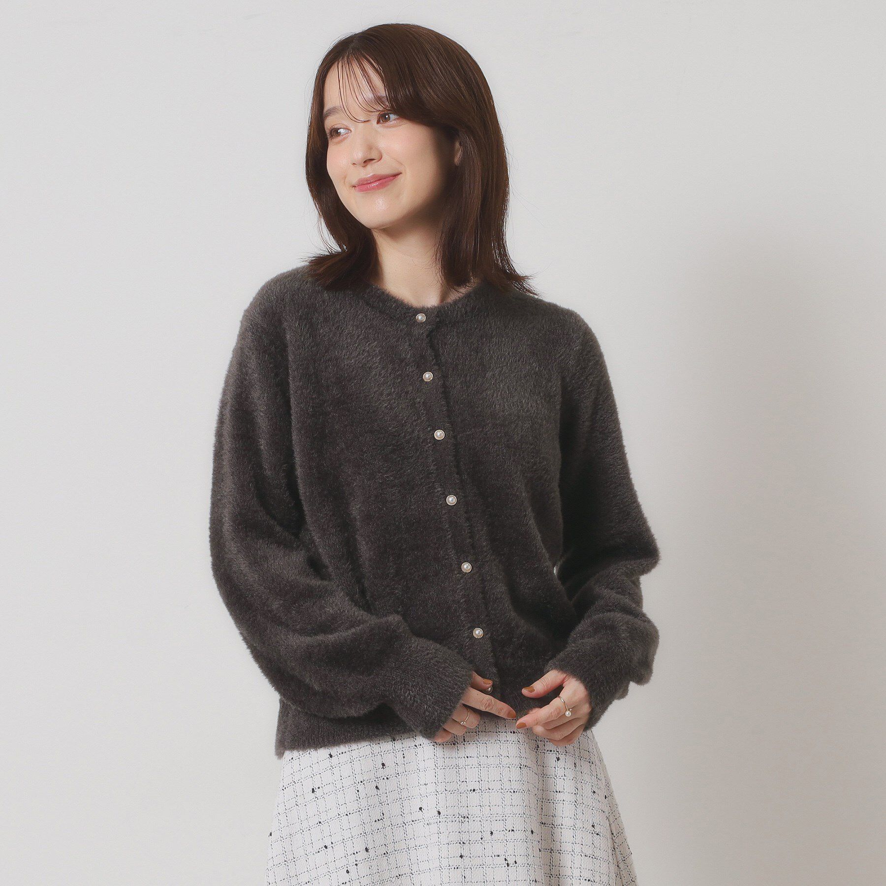 ITS&rsquo;DEMO「【手洗い可】フェザーヤーンクルーカーディガン」|カーディガン|