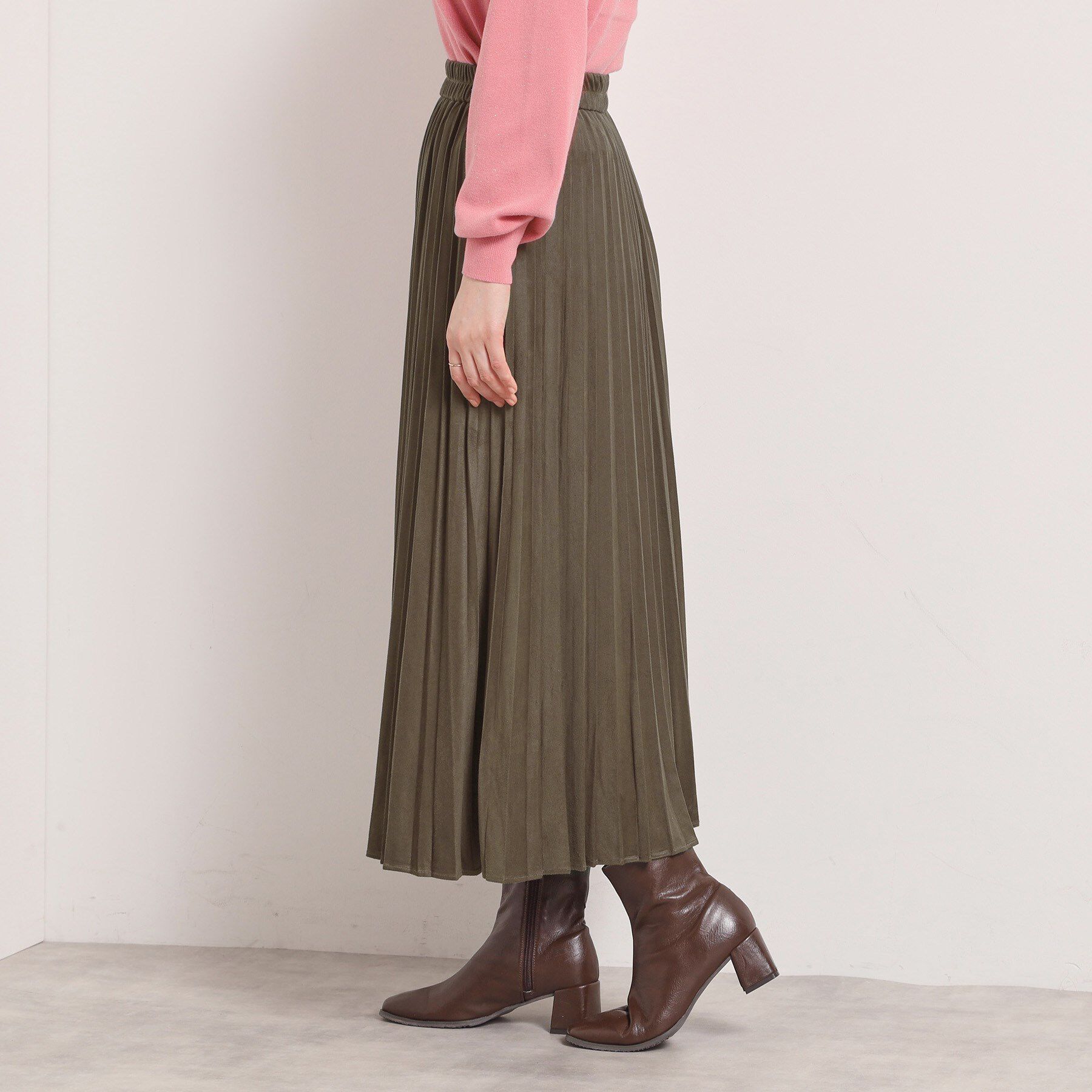 ITS&rsquo;DEMO「【手洗い可/ウエストゴム】フェイクスエードプリーツスカート」|スカート|