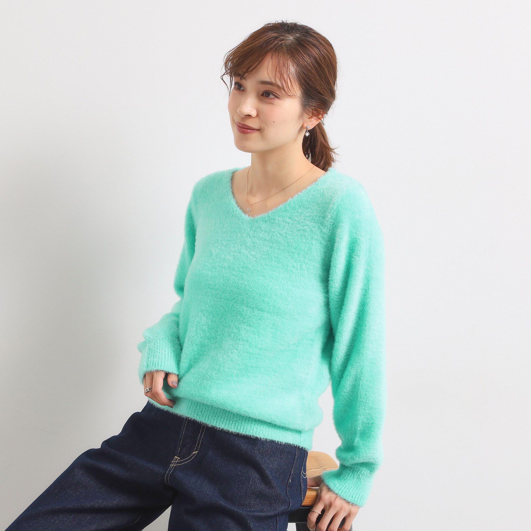 ITS&rsquo;DEMO「【手洗い可】フェザーヤーンVネックニット」|ニット・セーター|