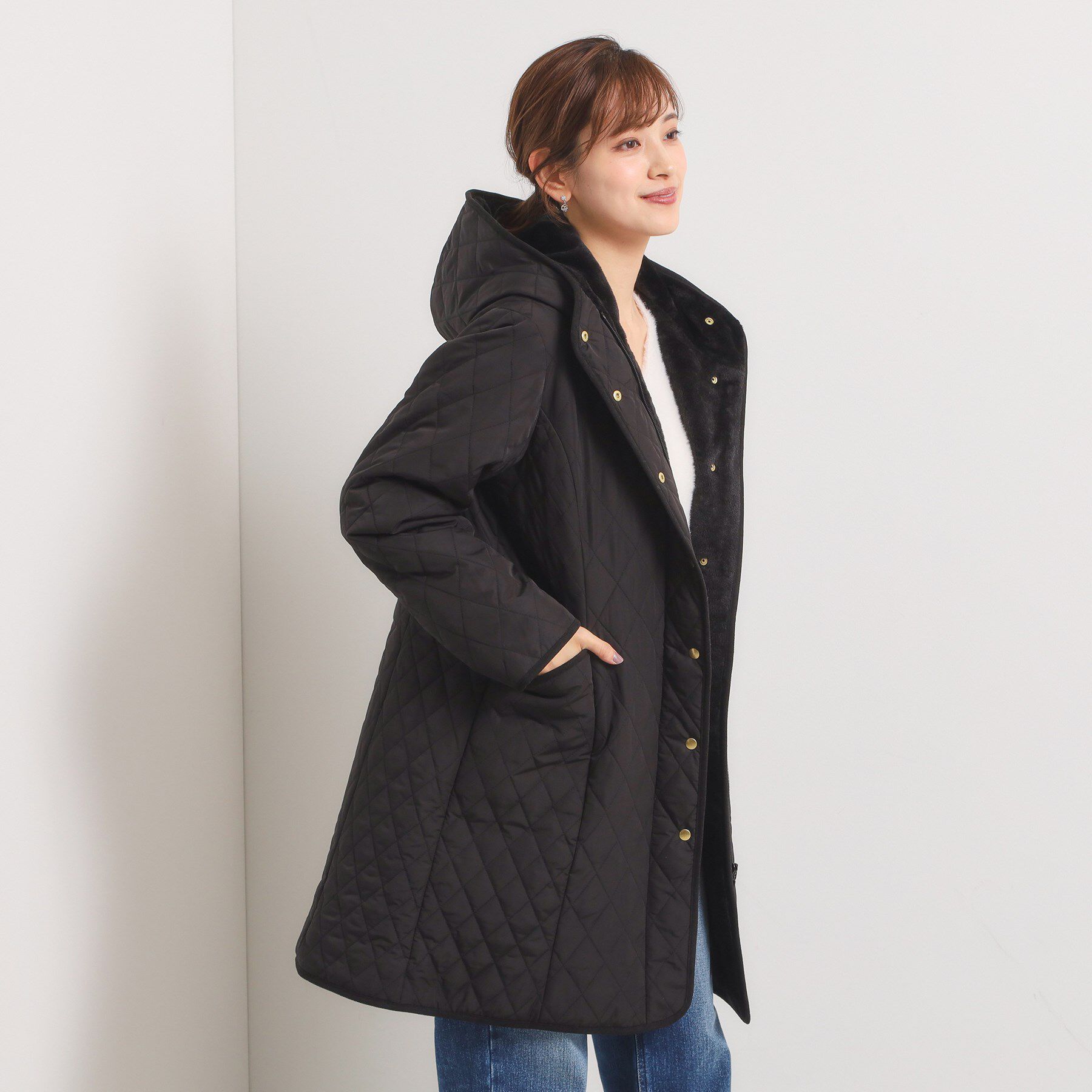 ITS&rsquo;DEMO「【撥水加工】キルトフードコート」|その他|ブラック(019)