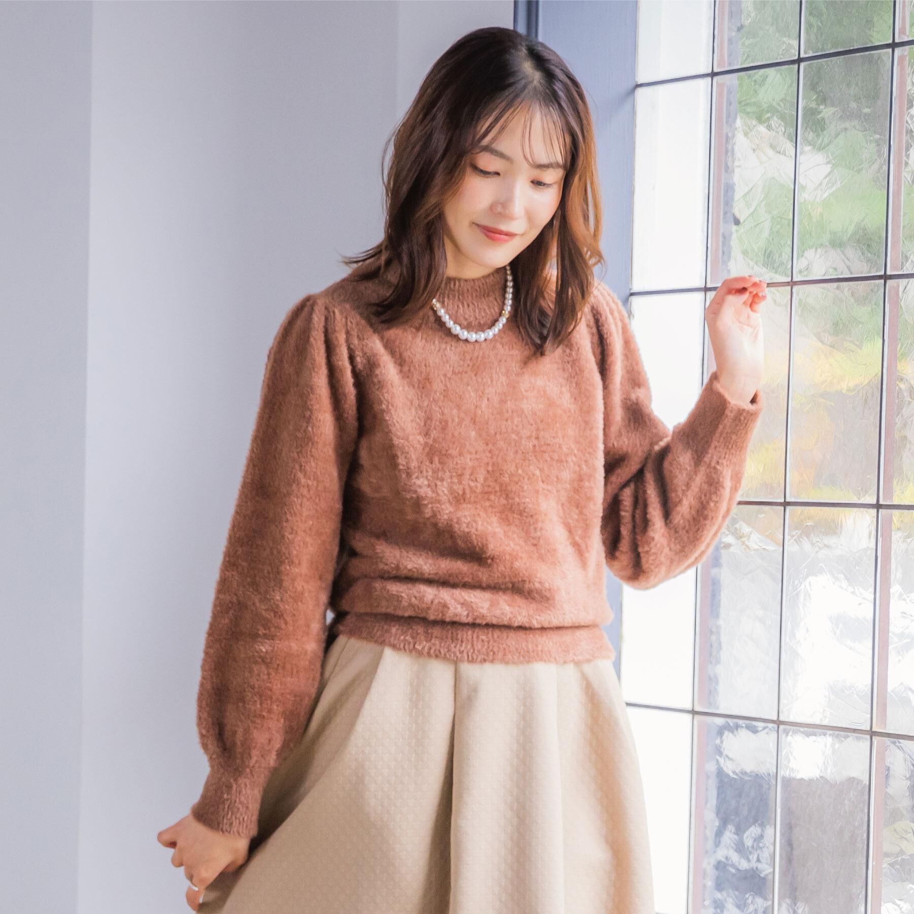 ITS&rsquo;DEMO「【手洗い可】フェザーヤーンパフスリーブニット」|ニット・セーター|