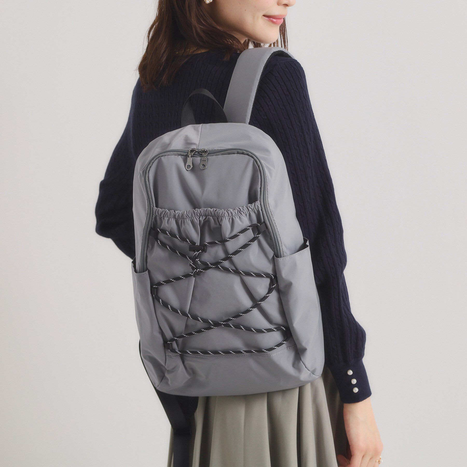 ITS&rsquo;DEMO「【8ポケット】撥水レースアップリュック」|リュック|グレー(012)