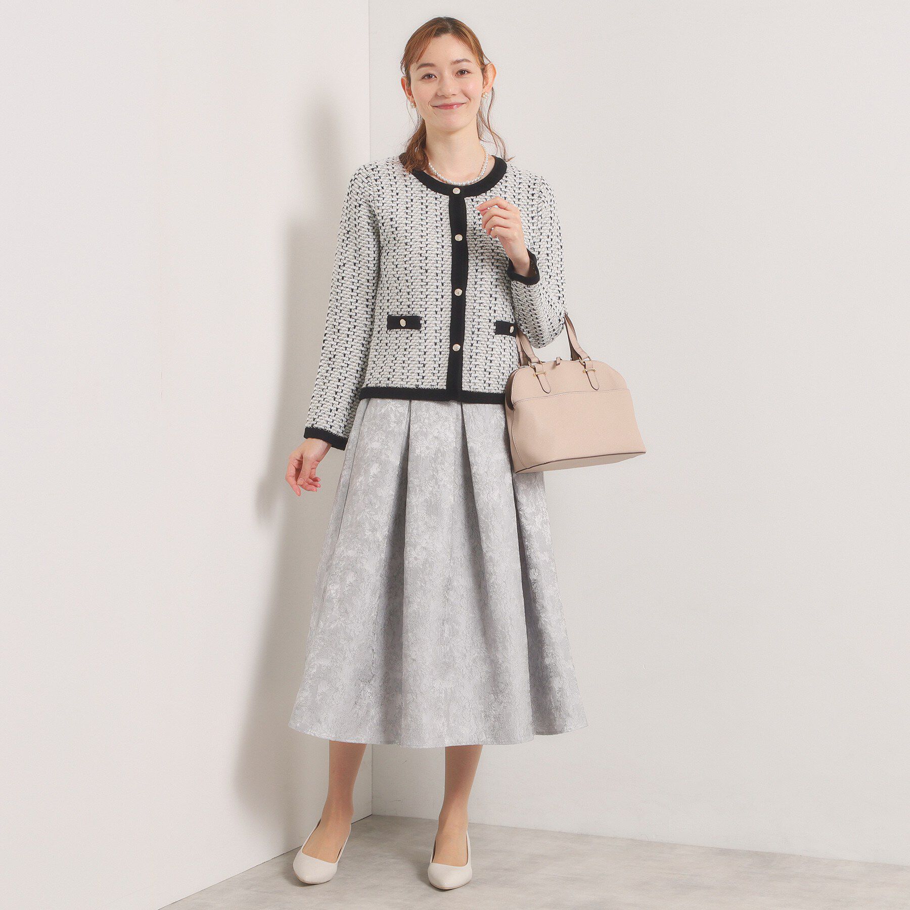 ITS&rsquo;DEMO「【入卒/手洗い可】ラメツイードニットジャケット」|ノーカラージャケット|