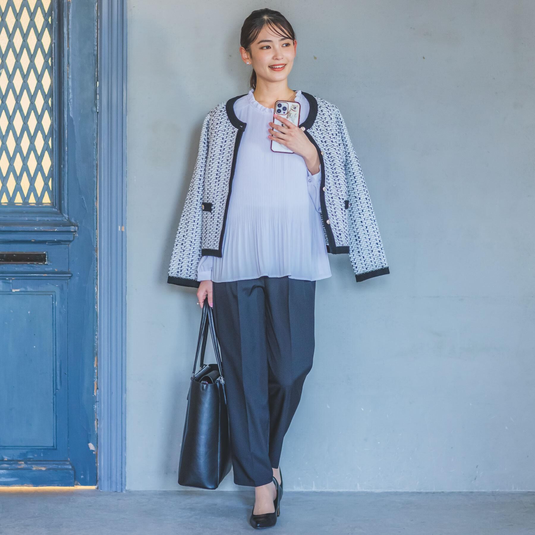 ITS&rsquo;DEMO「【入卒/手洗い可】ラメツイードニットジャケット」|ノーカラージャケット|