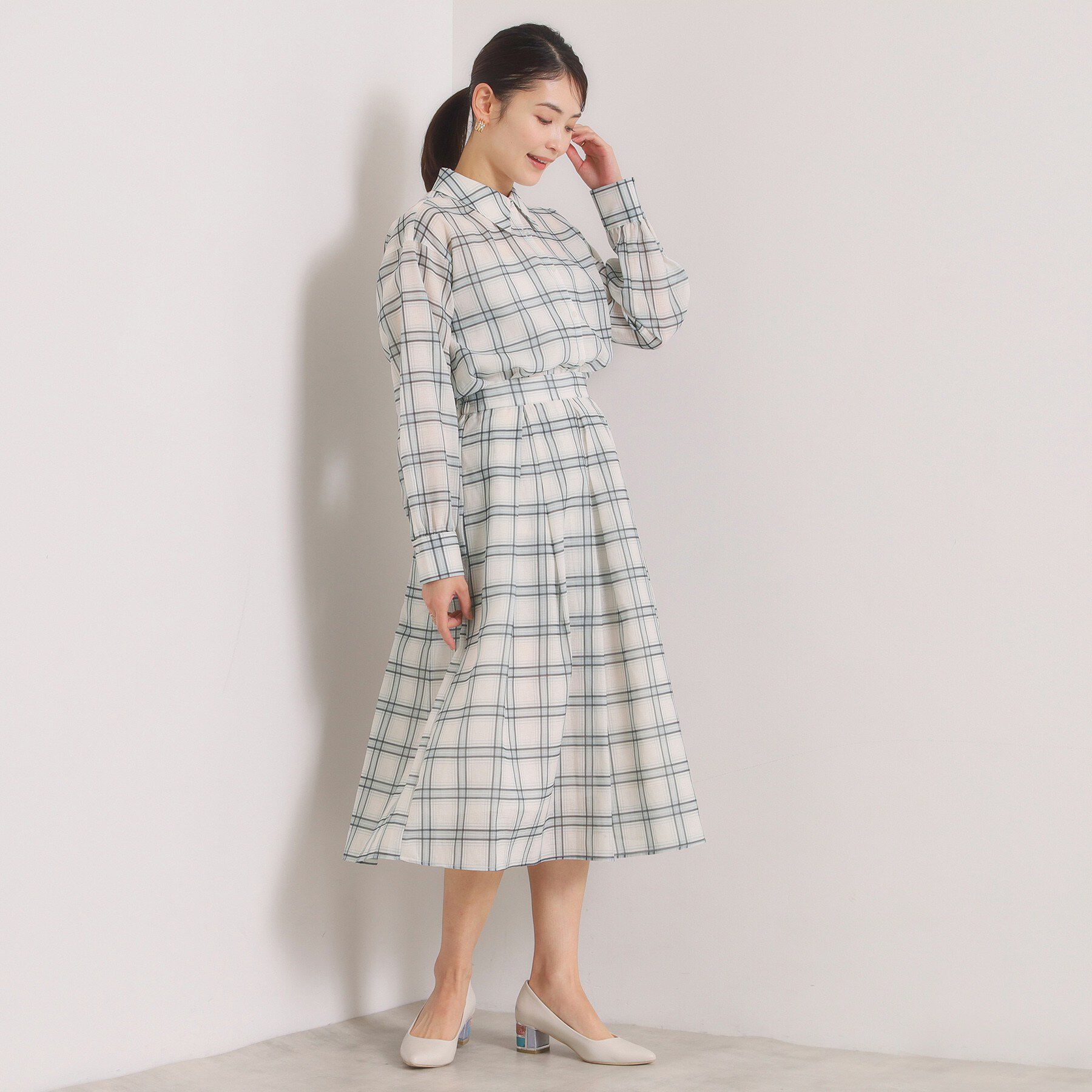 ITS&rsquo;DEMO「【セットアップ可／手洗い可】シアーチェックシャツ」|シャツ・ブラウス|