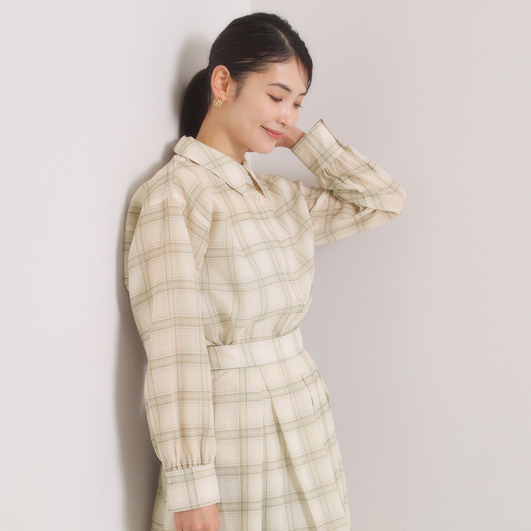 ITS&rsquo;DEMO「【セットアップ可／手洗い可】シアーチェックシャツ」|シャツ・ブラウス|