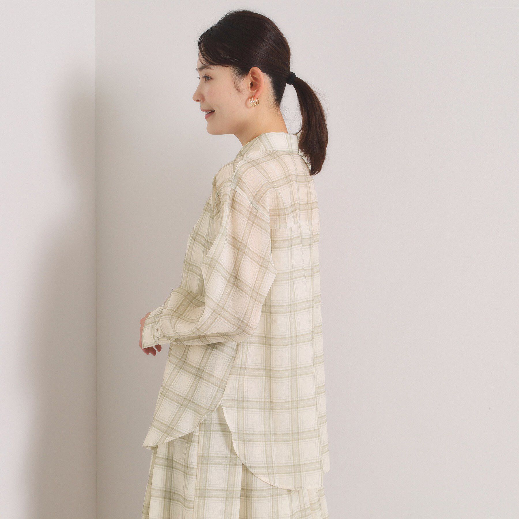 ITS&rsquo;DEMO「【セットアップ可／手洗い可】シアーチェックシャツ」|シャツ・ブラウス|