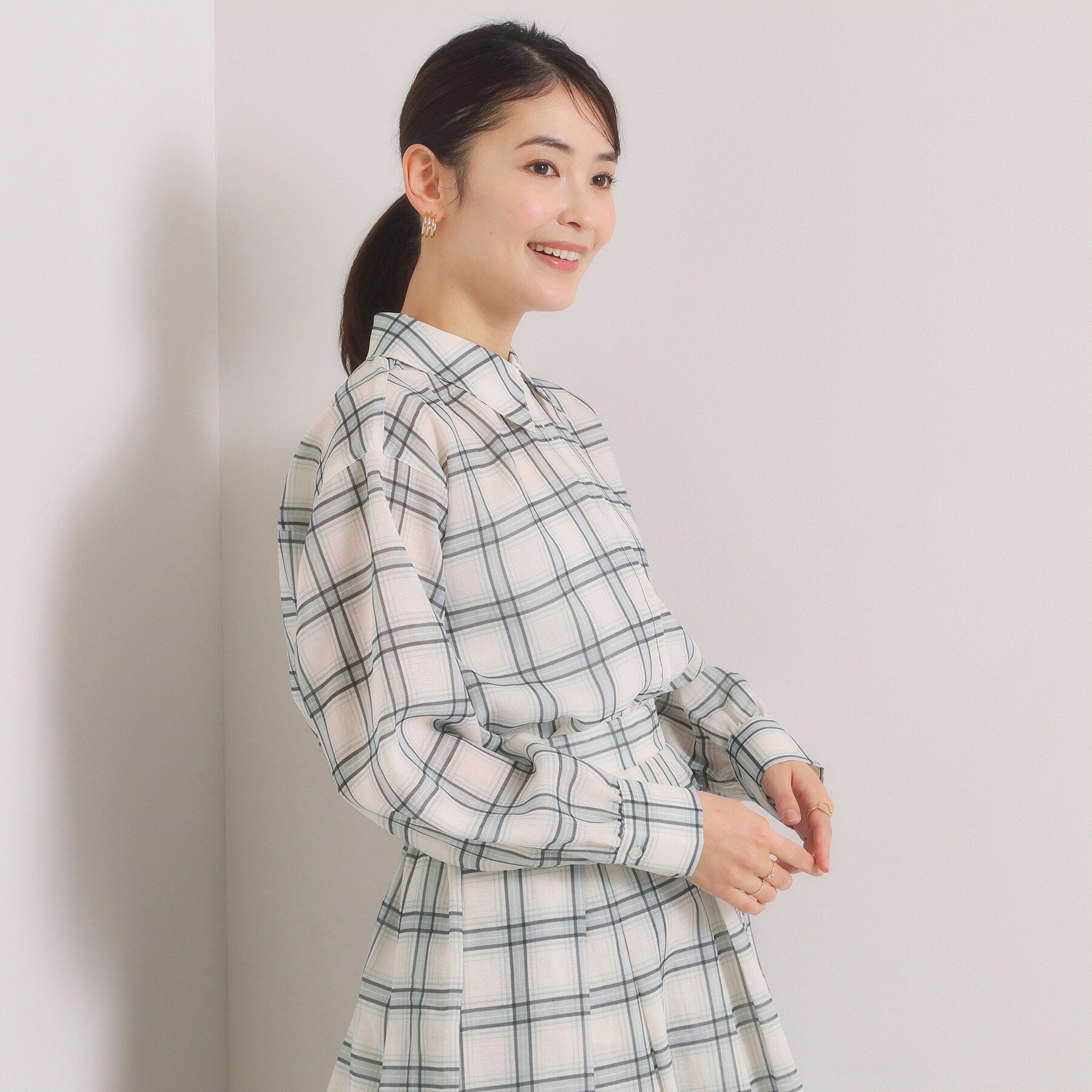 ITS&rsquo;DEMO「【セットアップ可／手洗い可】シアーチェックシャツ」|シャツ・ブラウス|