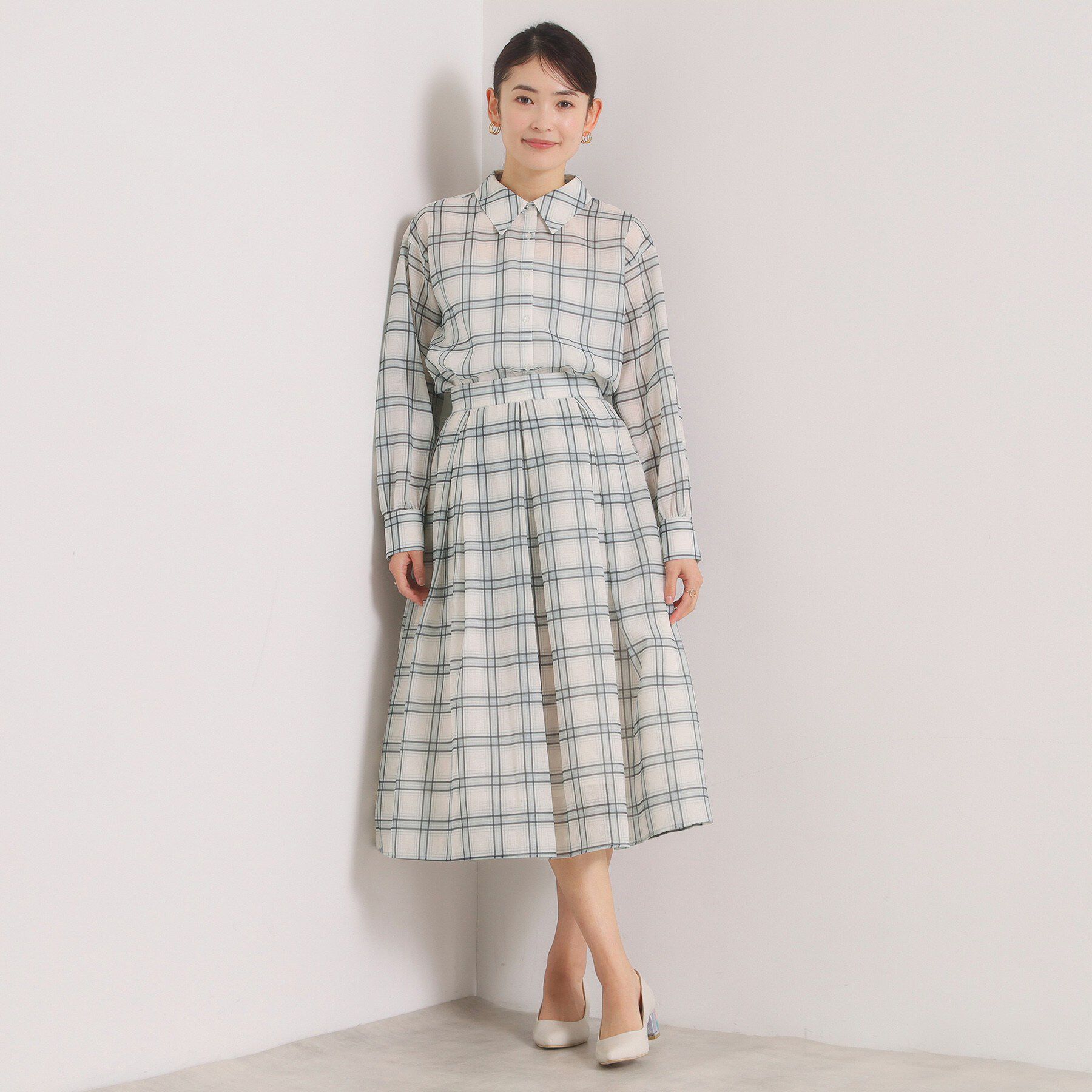 ITS&rsquo;DEMO「【セットアップ可／手洗い可】シアーチェックシャツ」|シャツ・ブラウス|