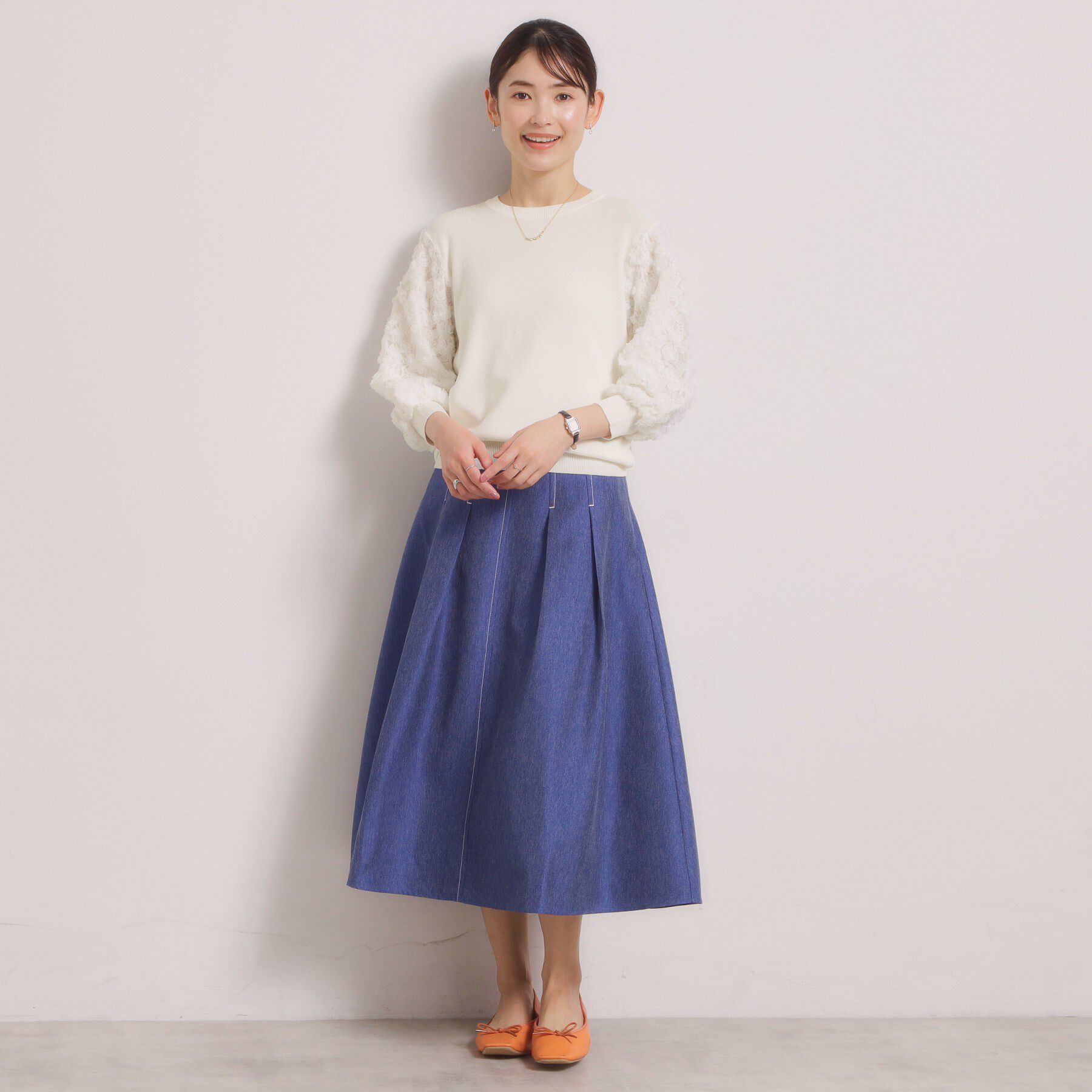 ITS&rsquo;DEMO「【手洗い可】立体チュールレース袖ニット」|ニット・セーター|