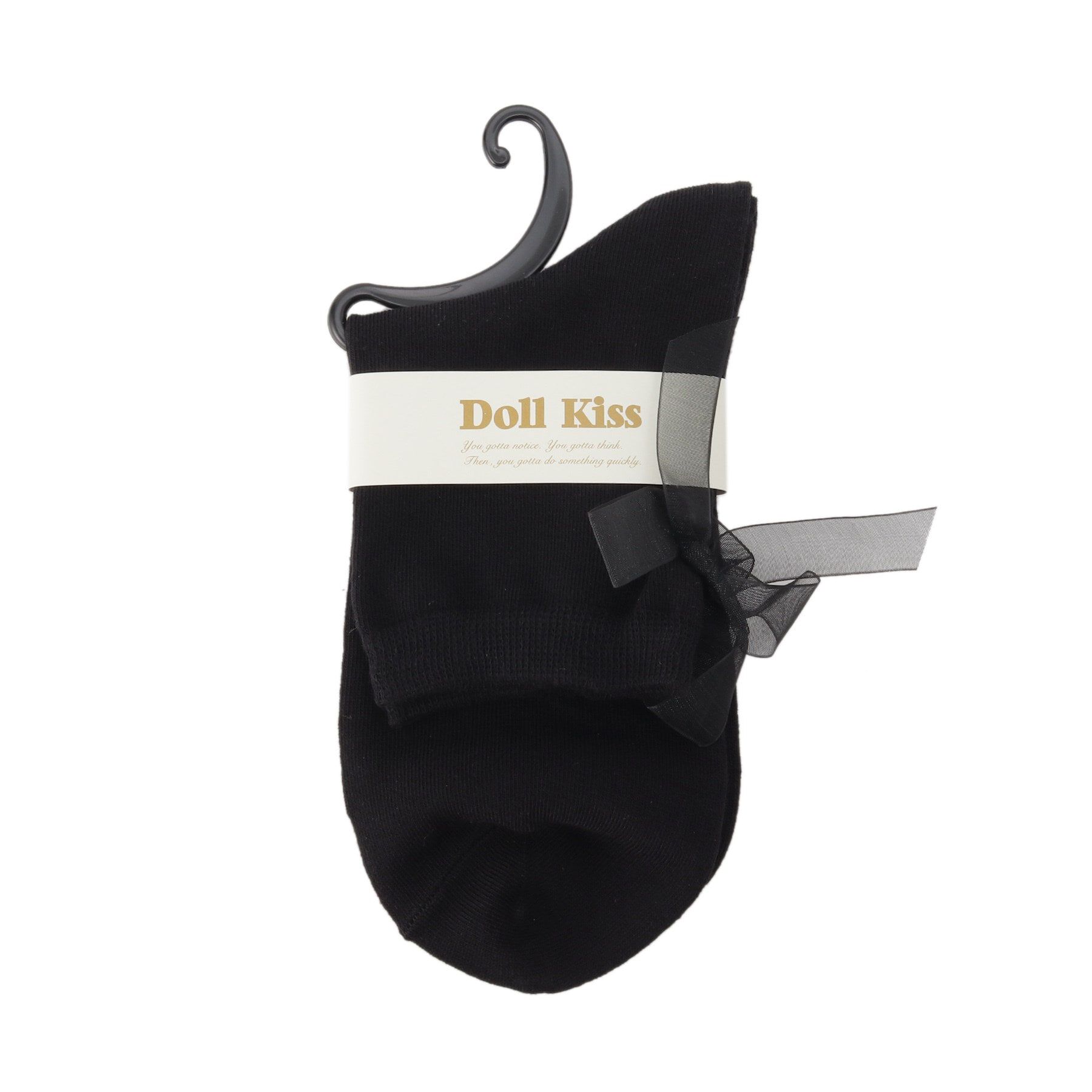Doll Kiss「オーガンジーリボンクルーソックス　靴下」|ソックス|ブラック(919)