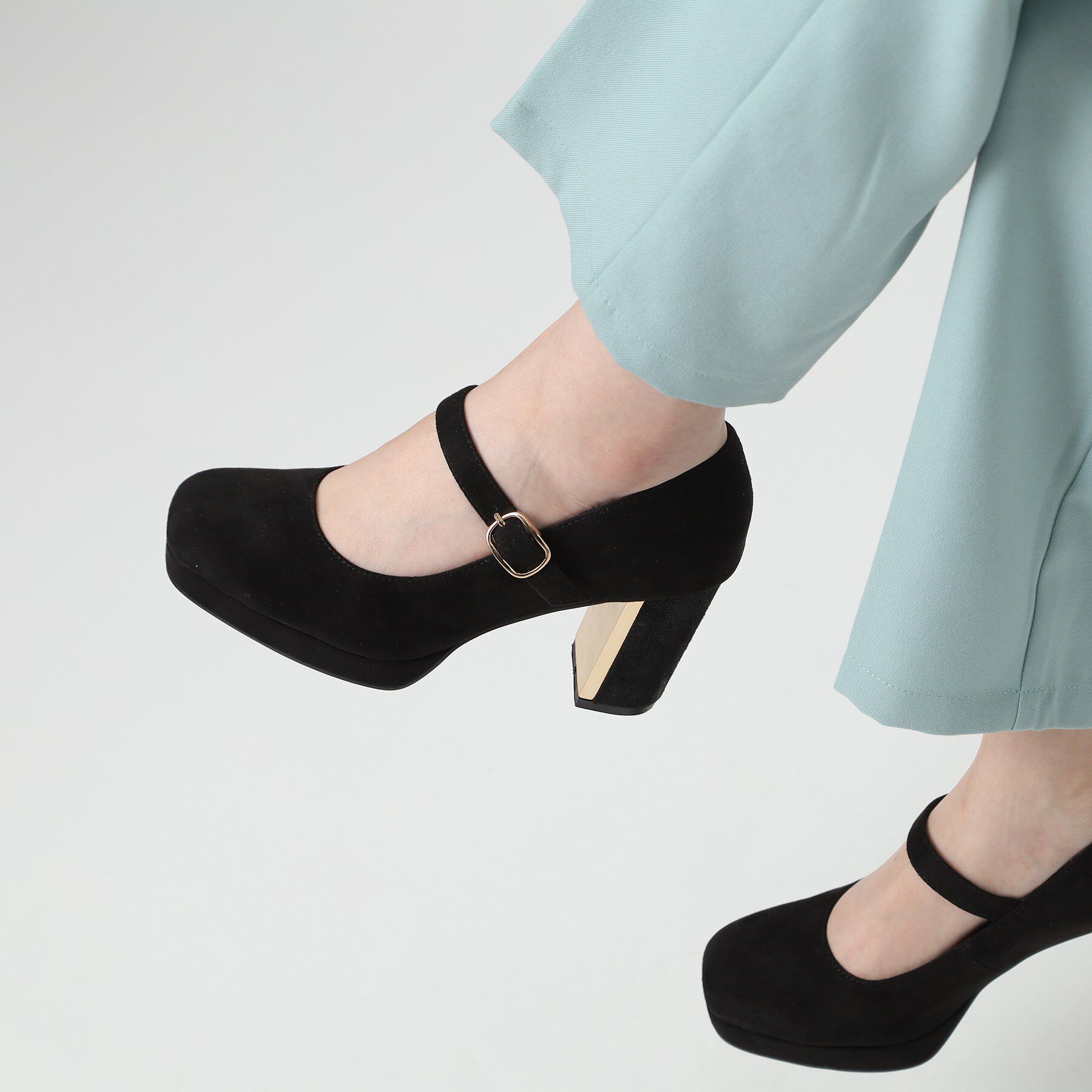 ESPERANZA「メッキプレートヒールストラップパンプス」|パンプス|