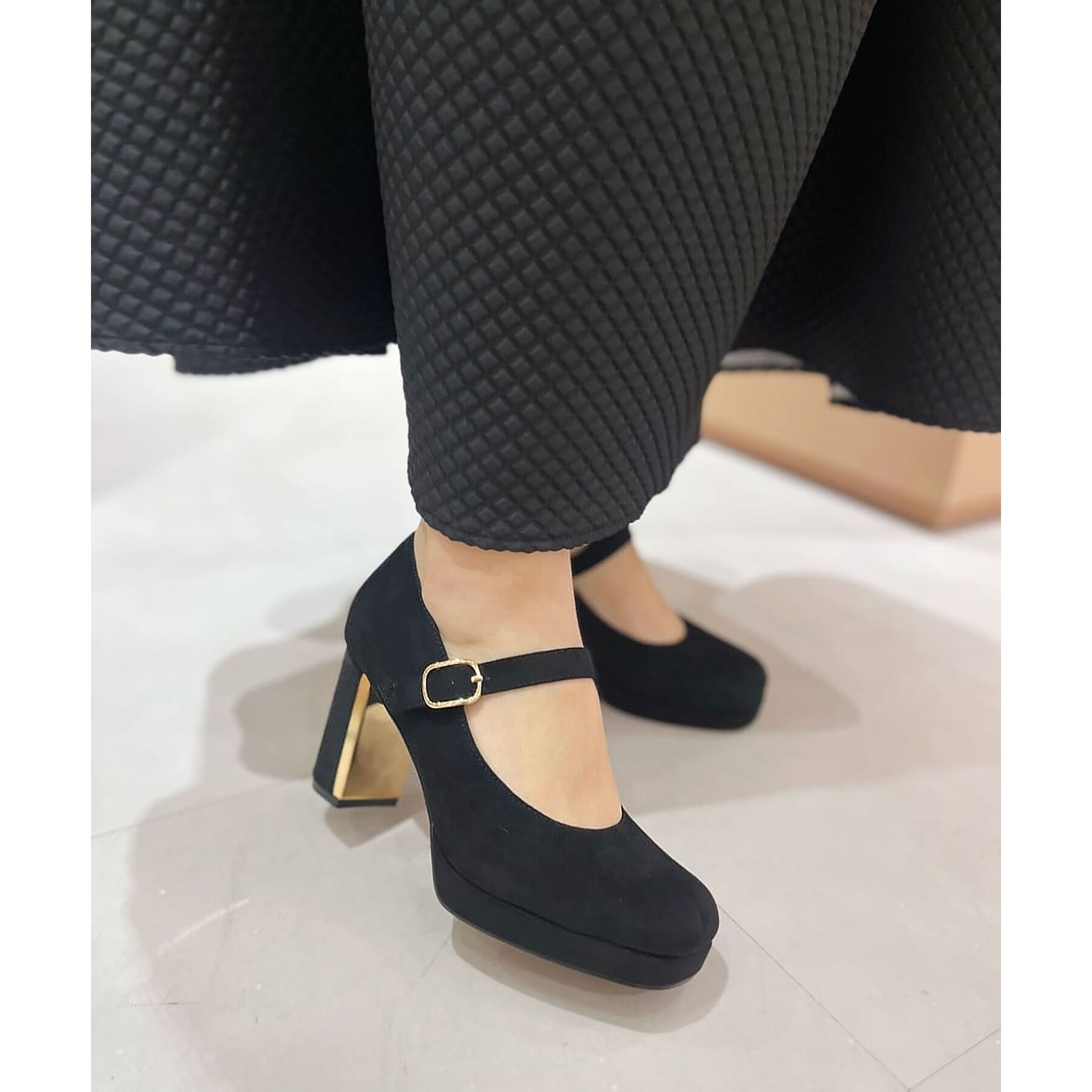 ESPERANZA「メッキプレートヒールストラップパンプス」|パンプス|