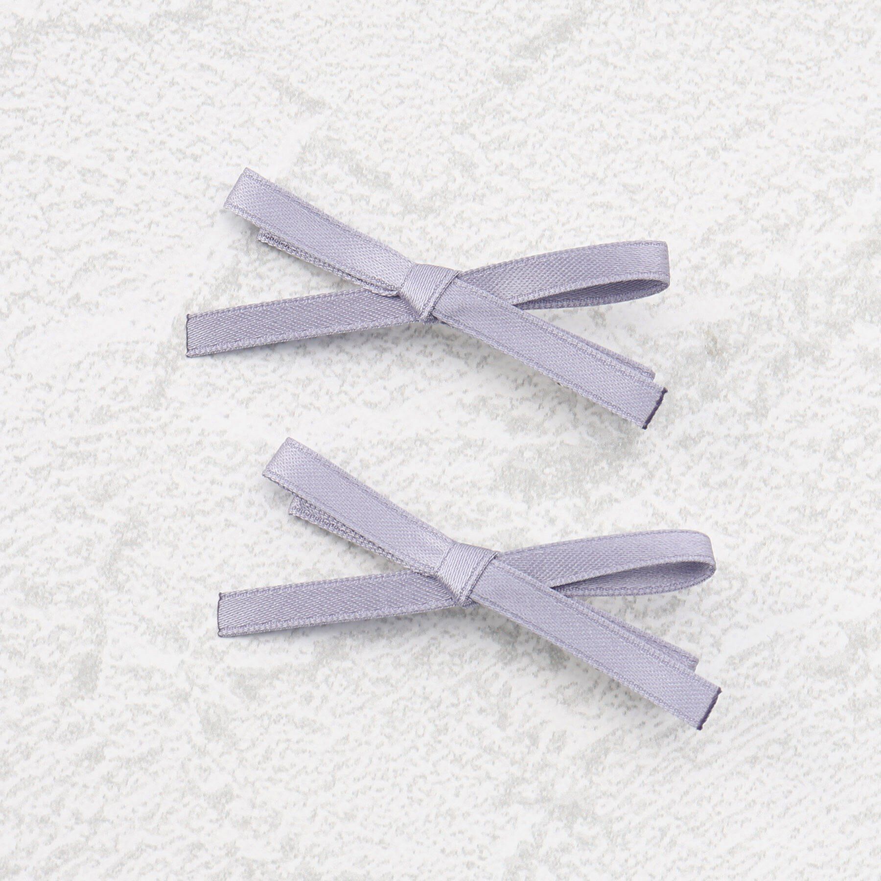 Grandedge「ヘアクリップ サテン スリム リボン 2個セット」|その他|ﾊﾟｰﾌﾟﾙ(083)