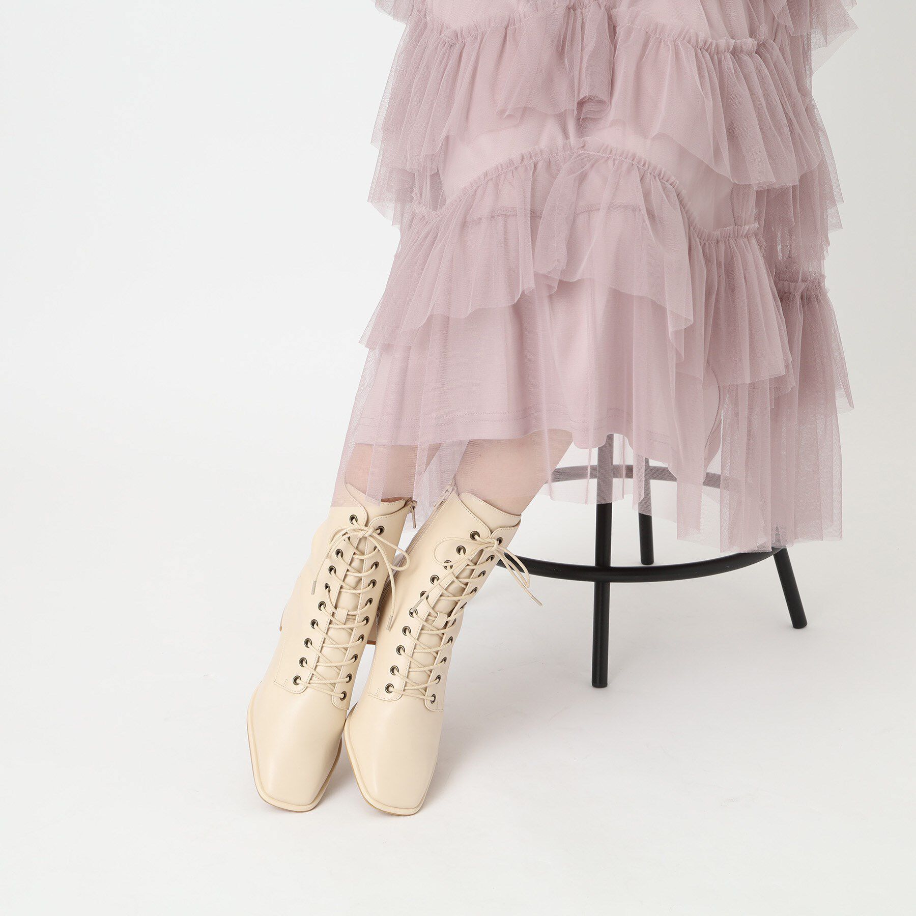 ESPERANZA「レースアップミドルヒールブーツ」|ショートブーツ|