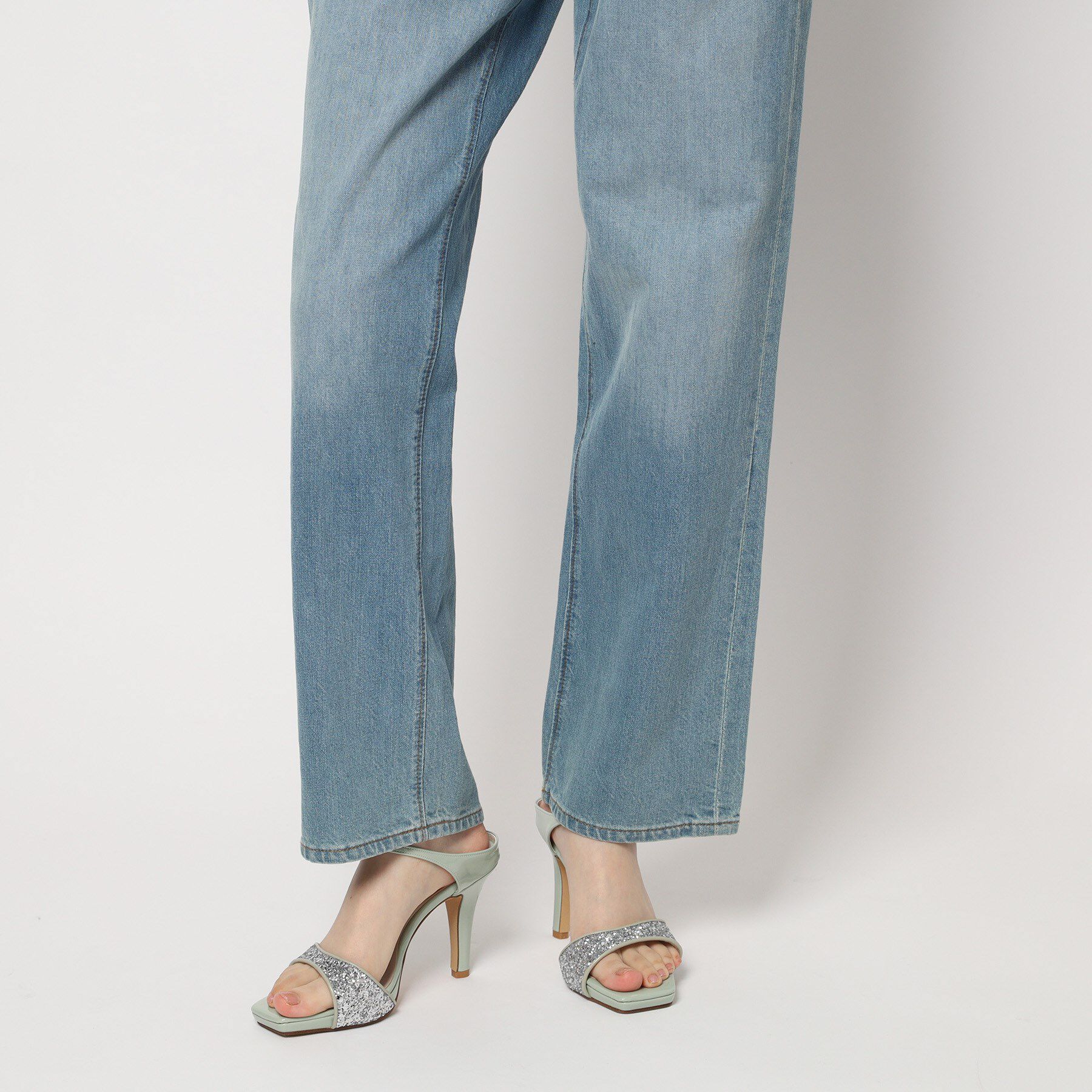 ESPERANZA「スクエアトゥグリッターミュール」|サンダル|