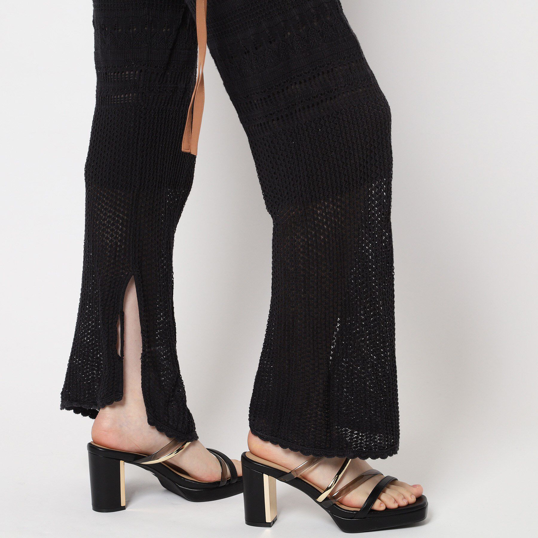 ESPERANZA「クリア&times;メタリックラインコンビヒールサンダル」|サンダル|