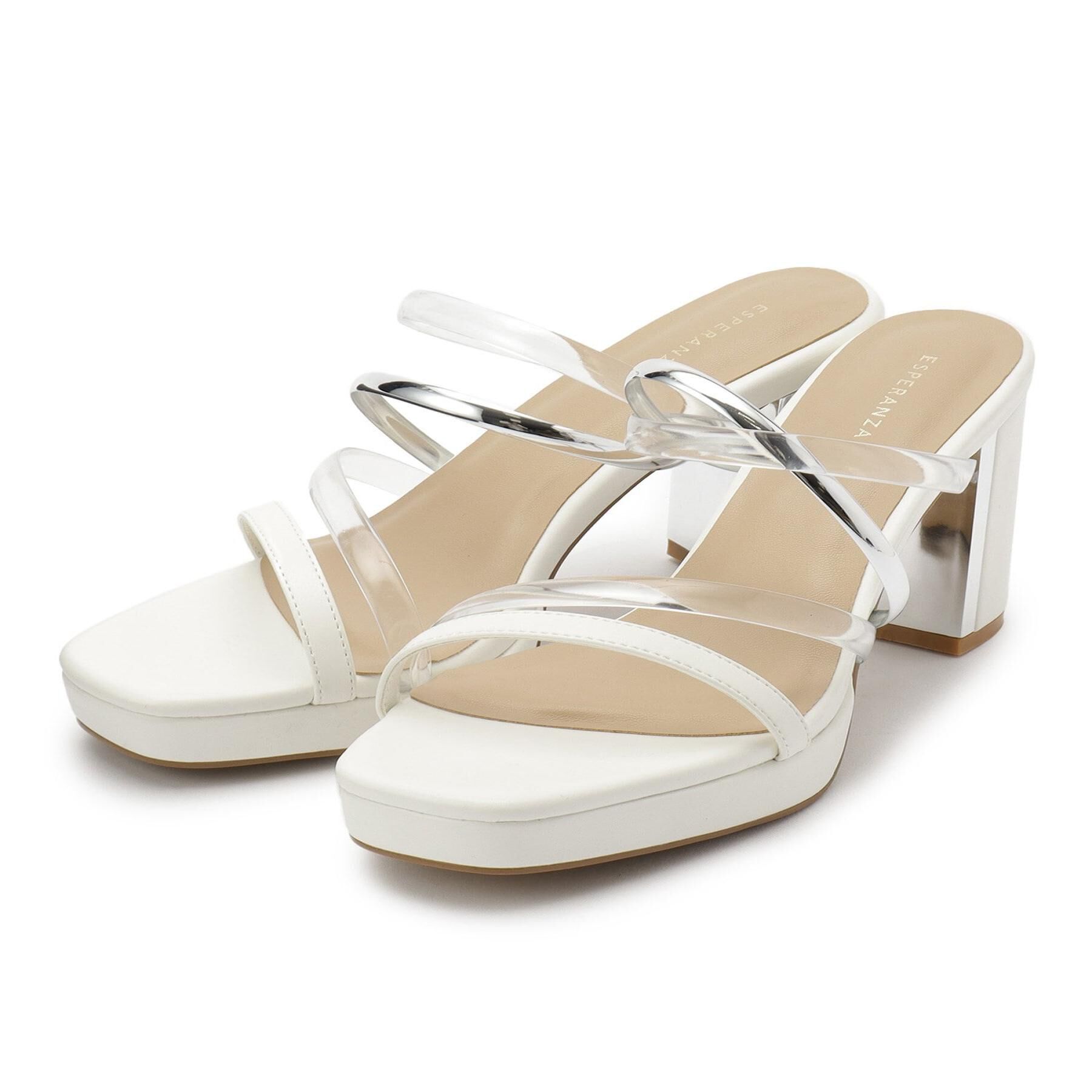 ESPERANZA「クリア&times;メタリックラインコンビヒールサンダル」|サンダル|