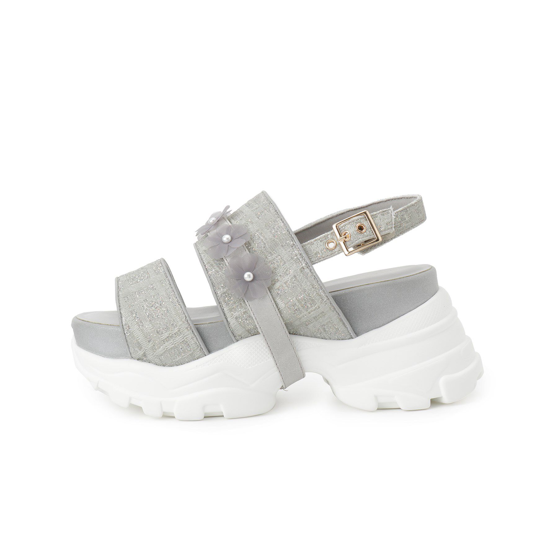 ESPERANZA「ツイード風フラワーベルトスポサン」|サンダル|