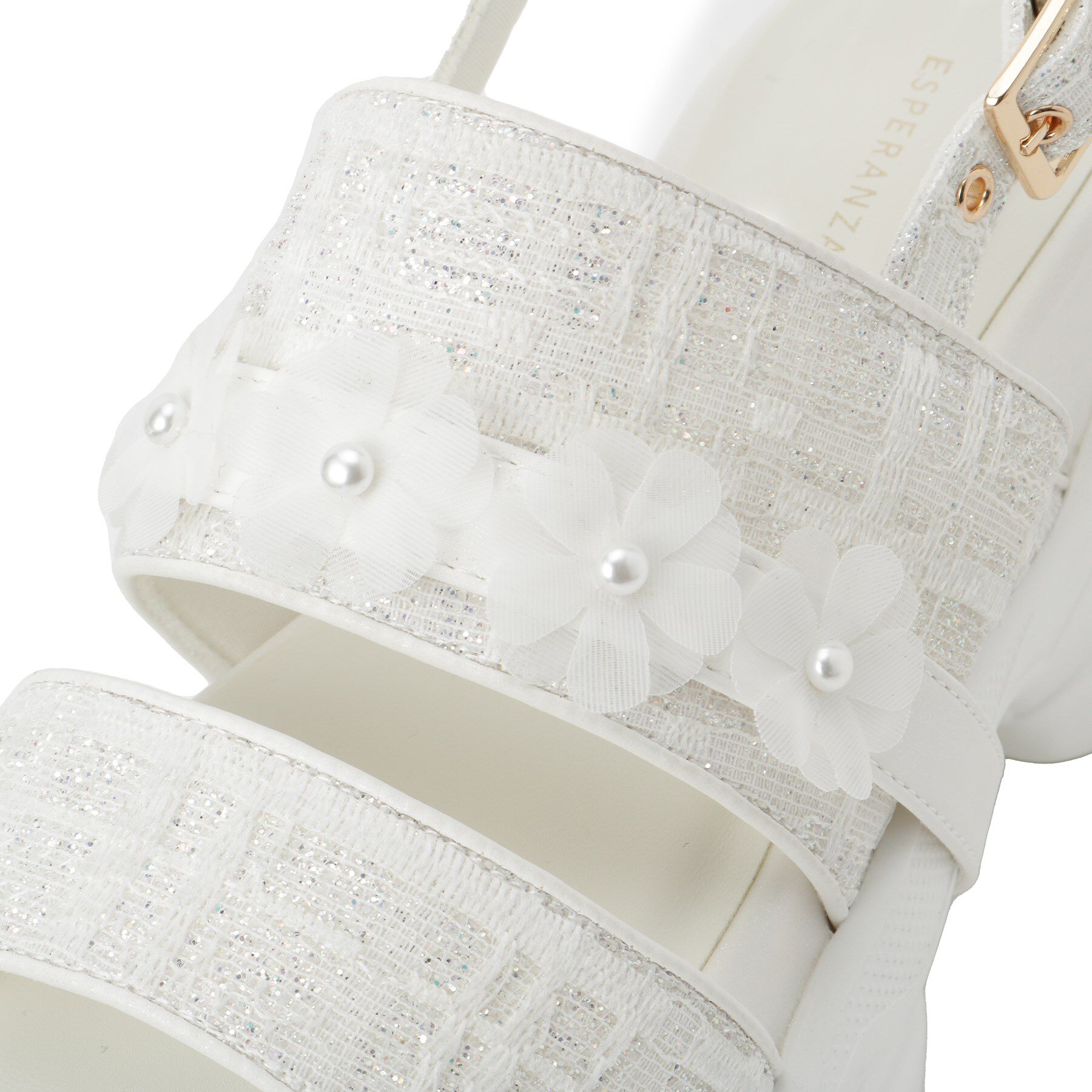 ESPERANZA「ツイード風フラワーベルトスポサン」|サンダル|