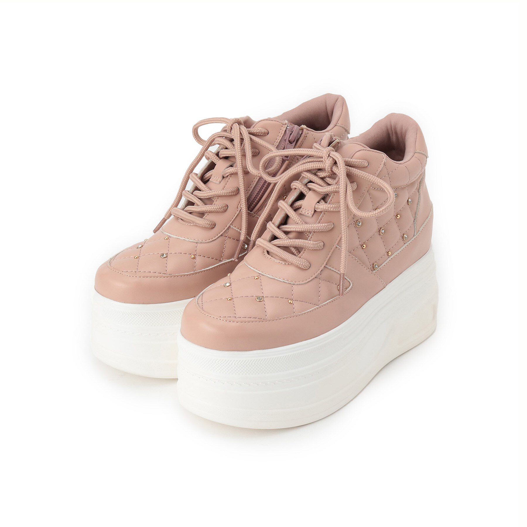 ESPERANZA「【EC先行販売】きゅんフィット厚底フラットキルティングスタッズスニーカー」|スニーカー|