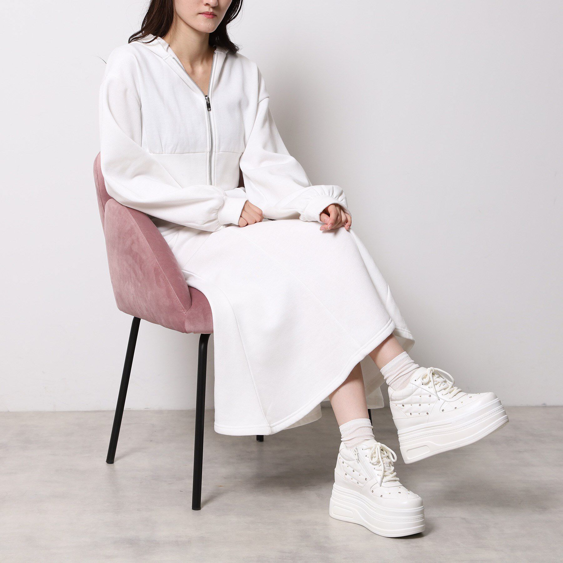 ESPERANZA「【EC先行販売】きゅんフィット厚底フラットキルティングスタッズスニーカー」|スニーカー|