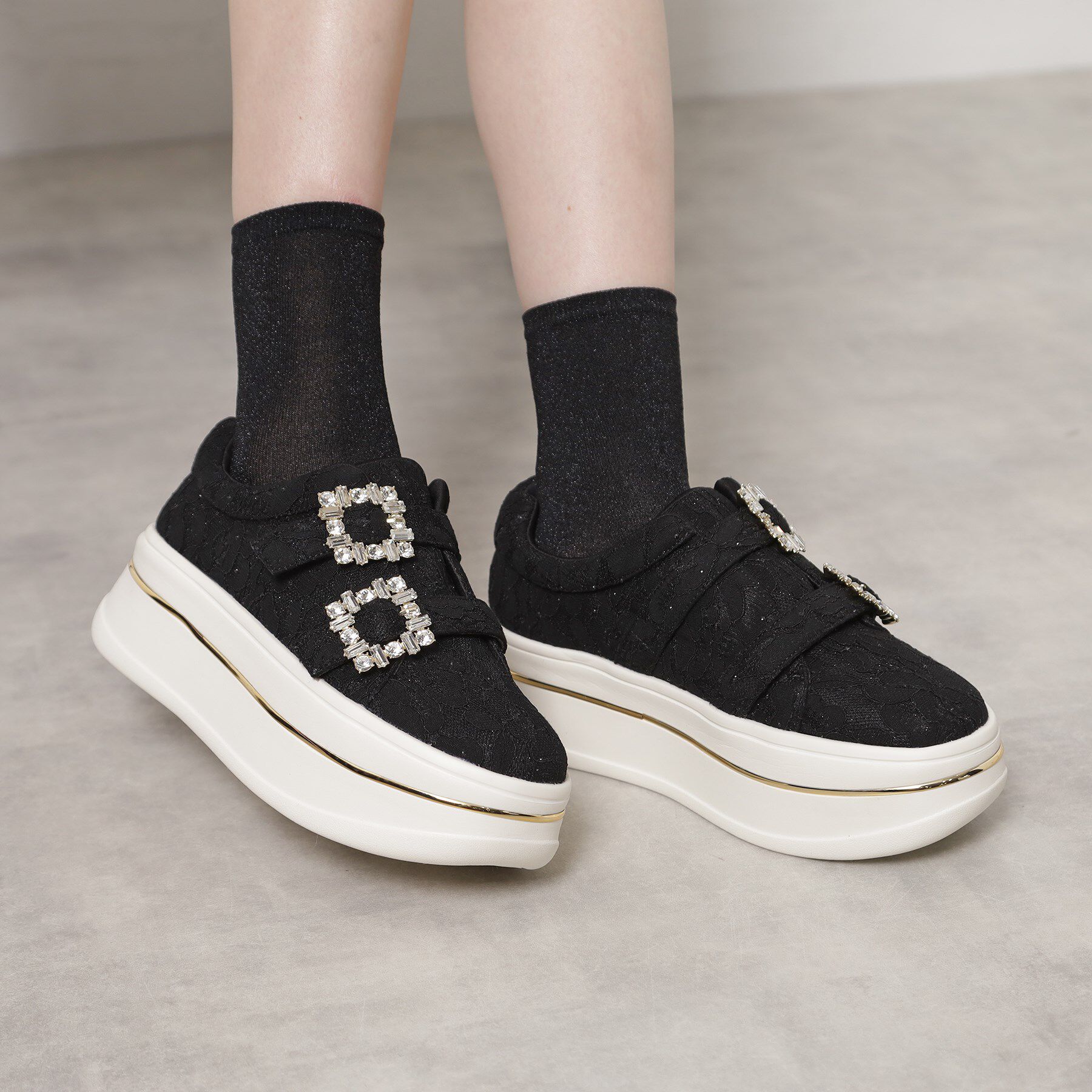 ESPERANZA「ビジューバックルWストラップレーススニーカー」|スニーカー|