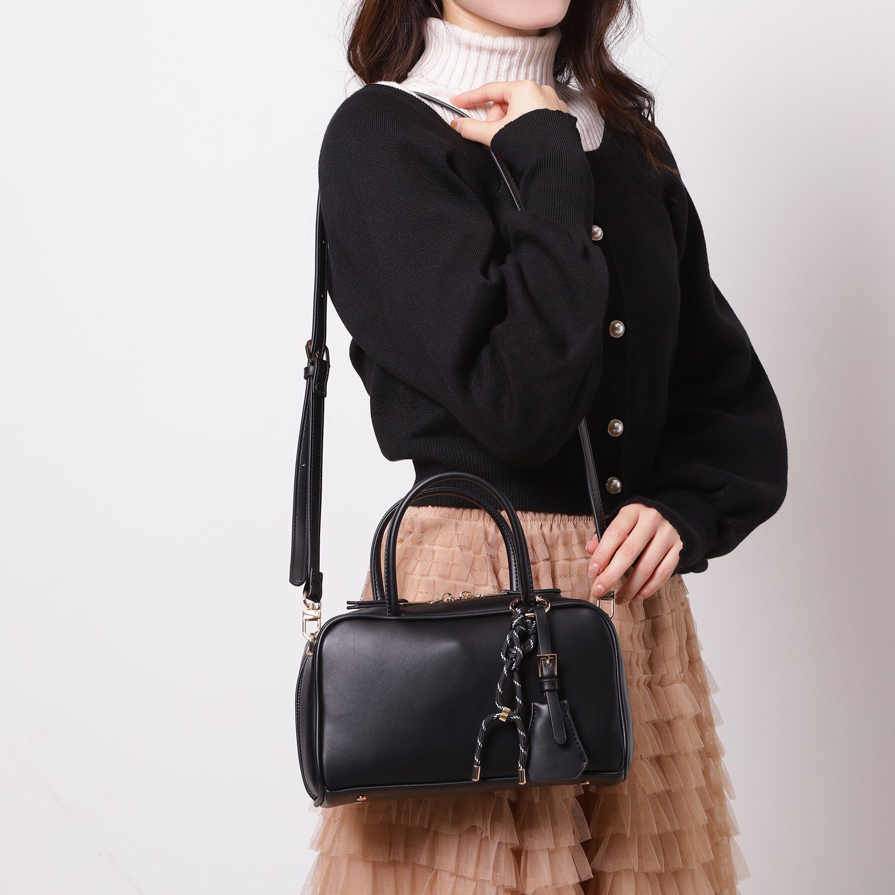 ESPERANZA「チャーム付横長ボストンバッグ」|ボストンバッグ|ブラック(019)