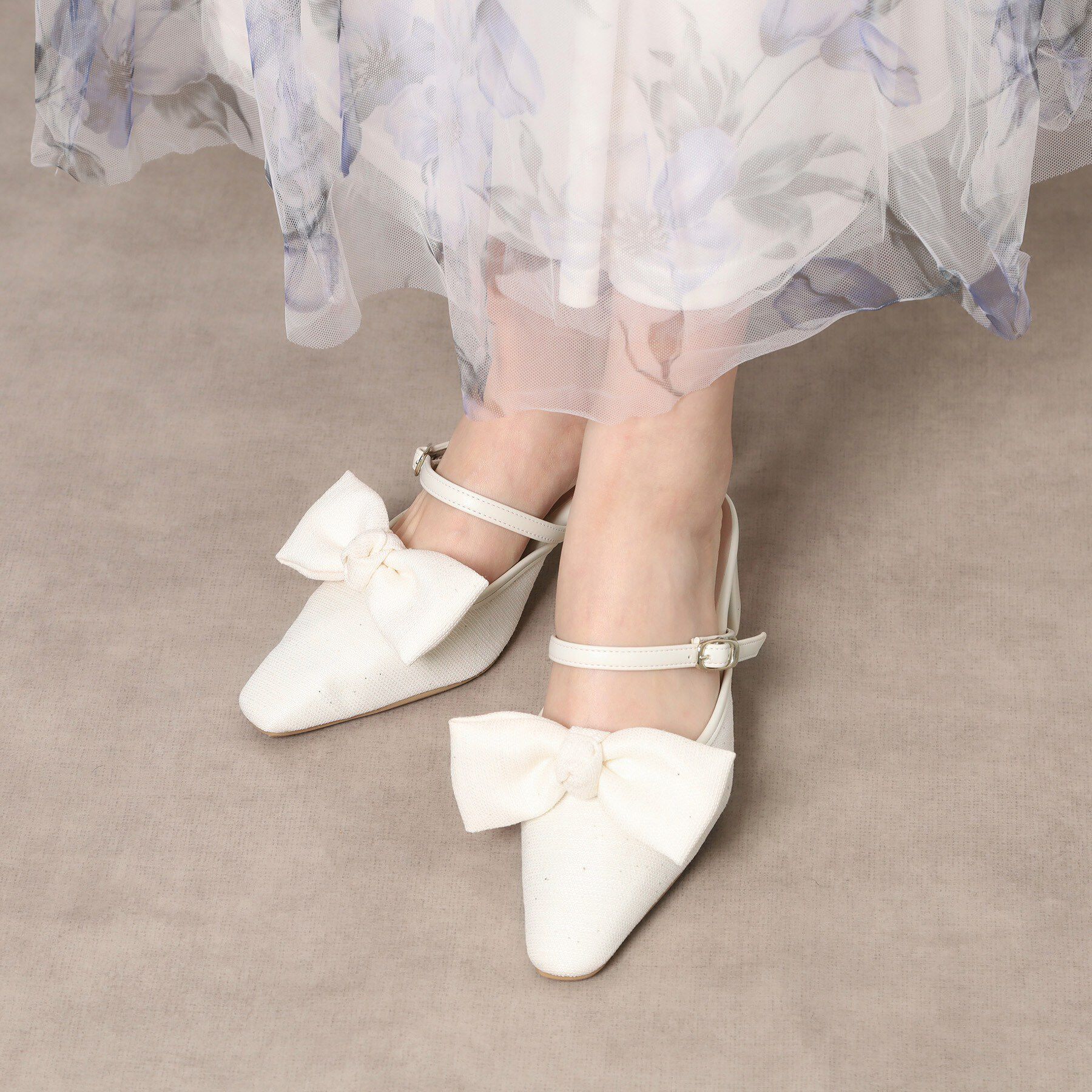 ESPERANZA「BIGリボン2WAYミュール」|サンダル|アイボリー(304)