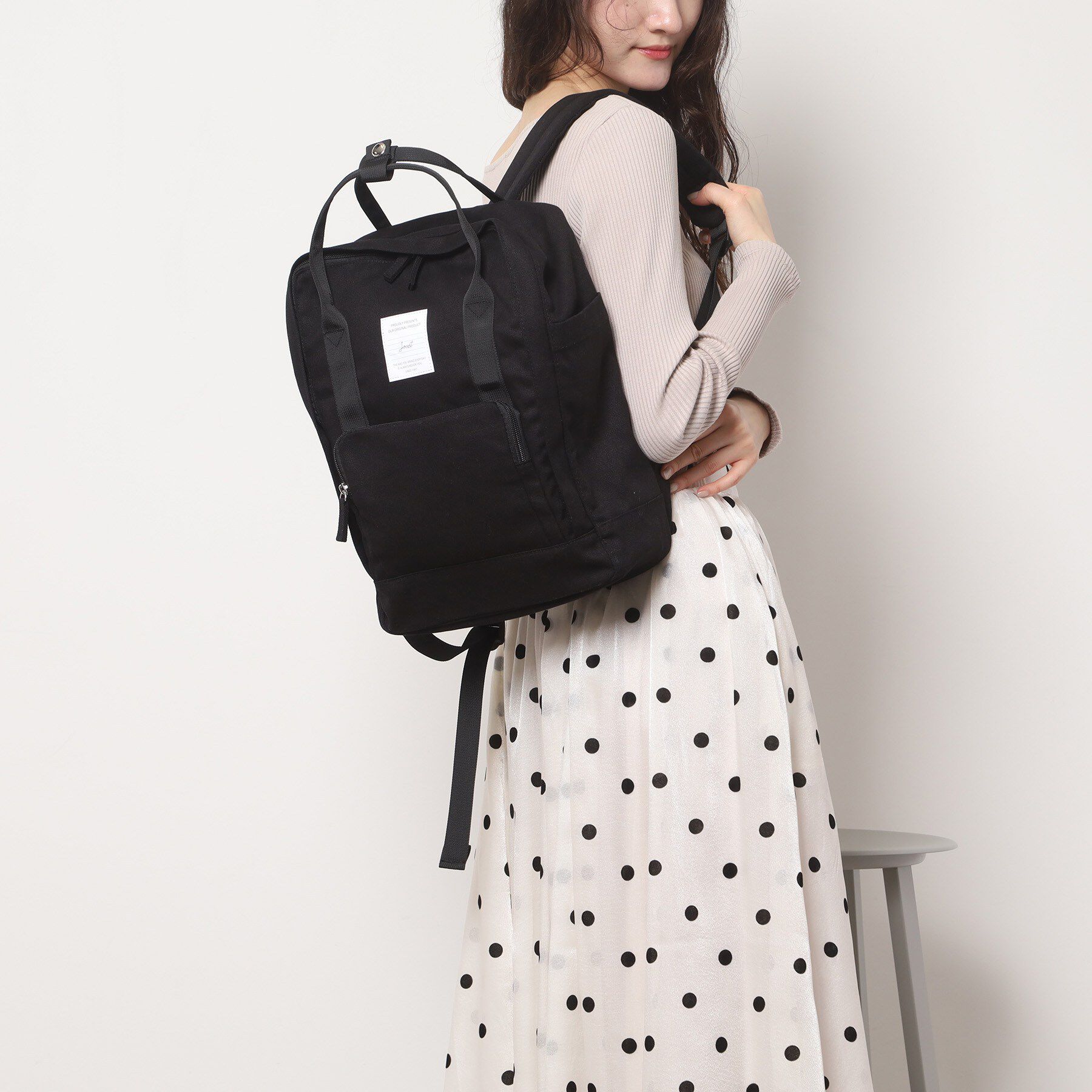Ober Tashe「スクエアコットンリュック」|リュック|ブラック(019)