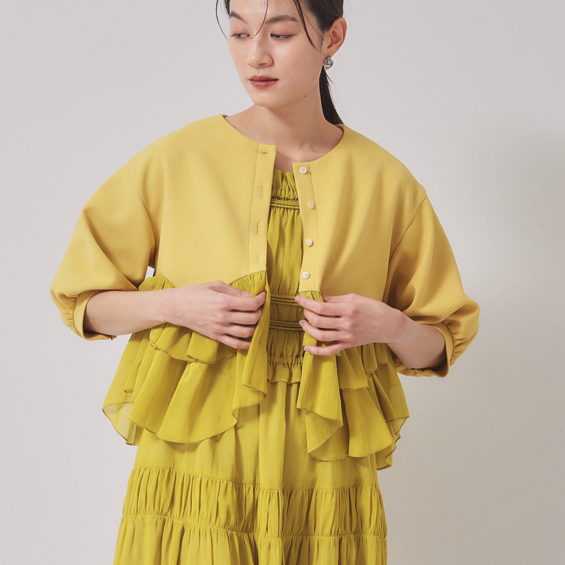 SunaUna「【羽織り】ペプラムブルゾン」|カーディガン|