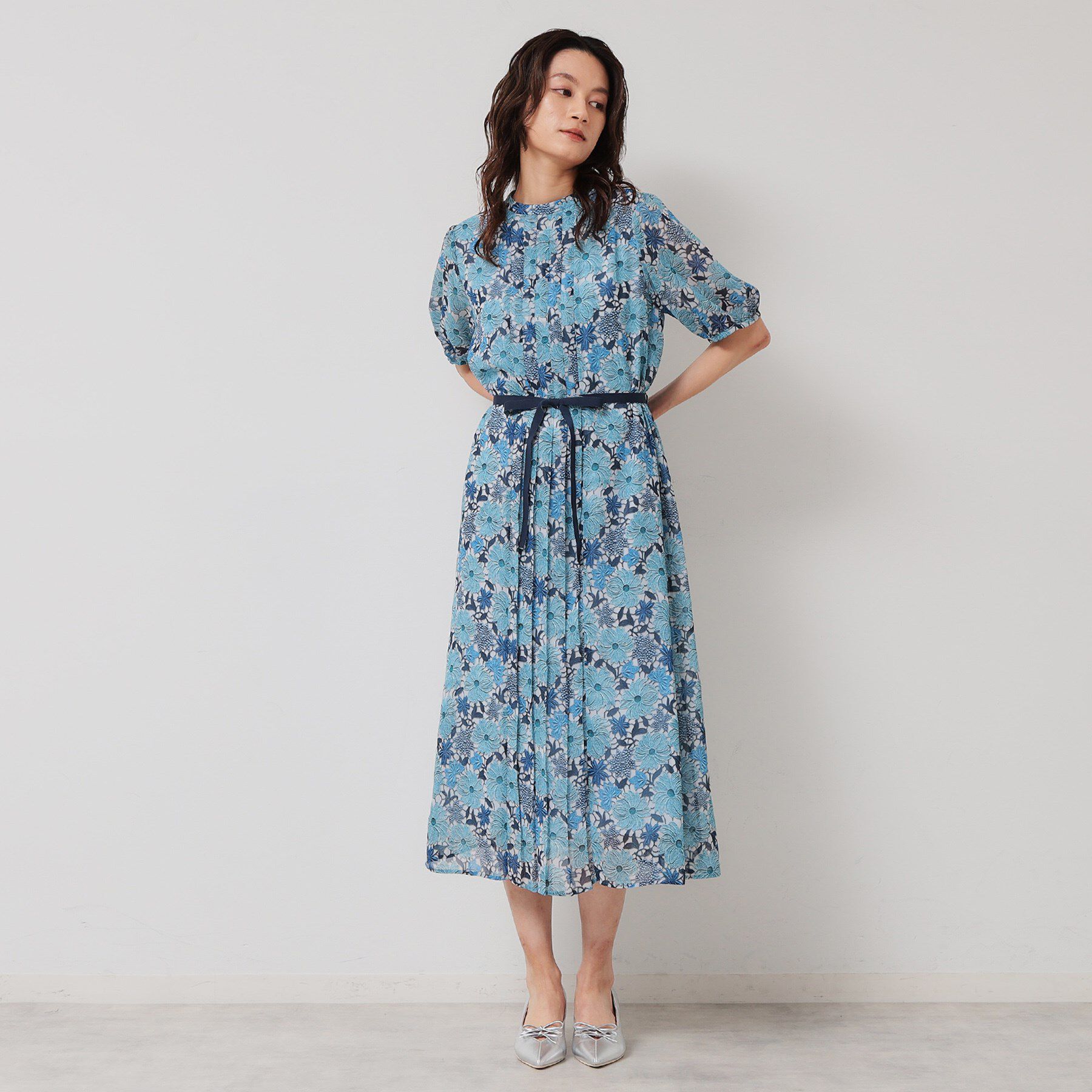 SunaUna「【完売間近／&yours project】レース柄プリーツワンピース」|ワンピース|